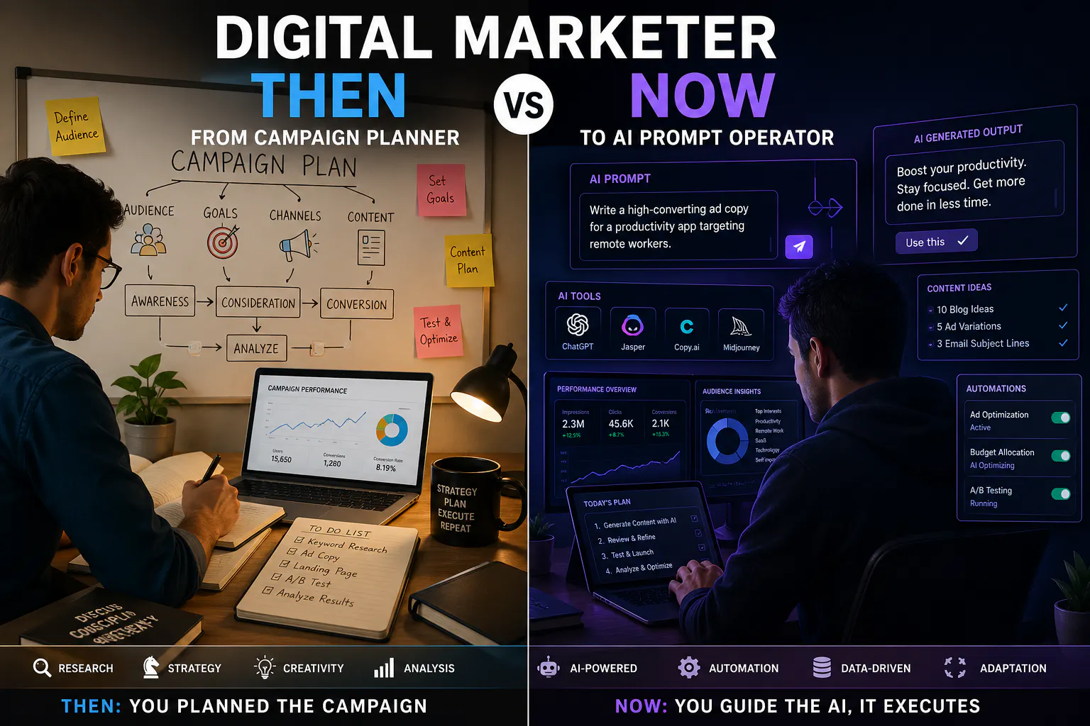 Digital Marketer Then vs Now: From Campaign Planner to AI Prompt Operator