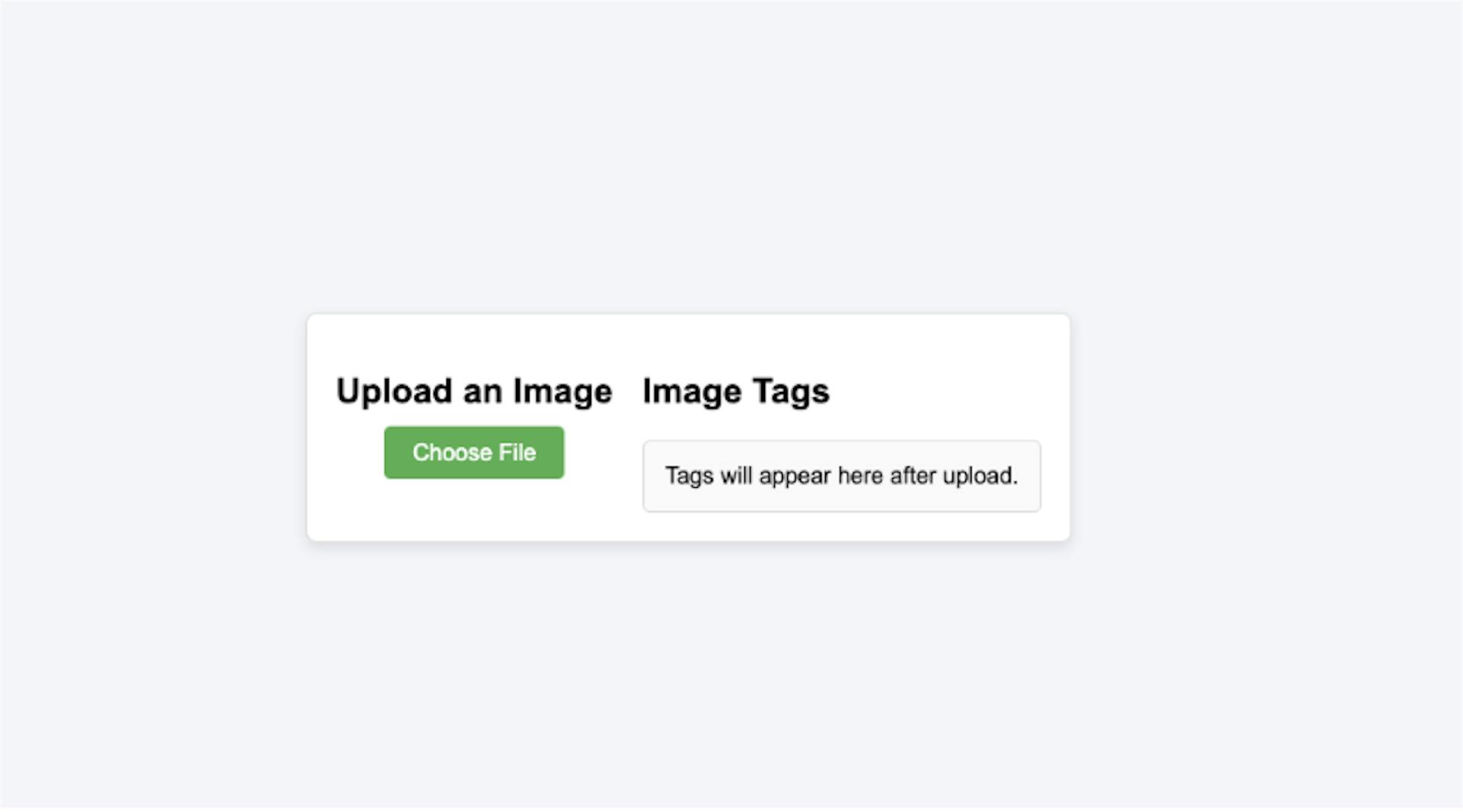Image tagging with Filestack - initial screen