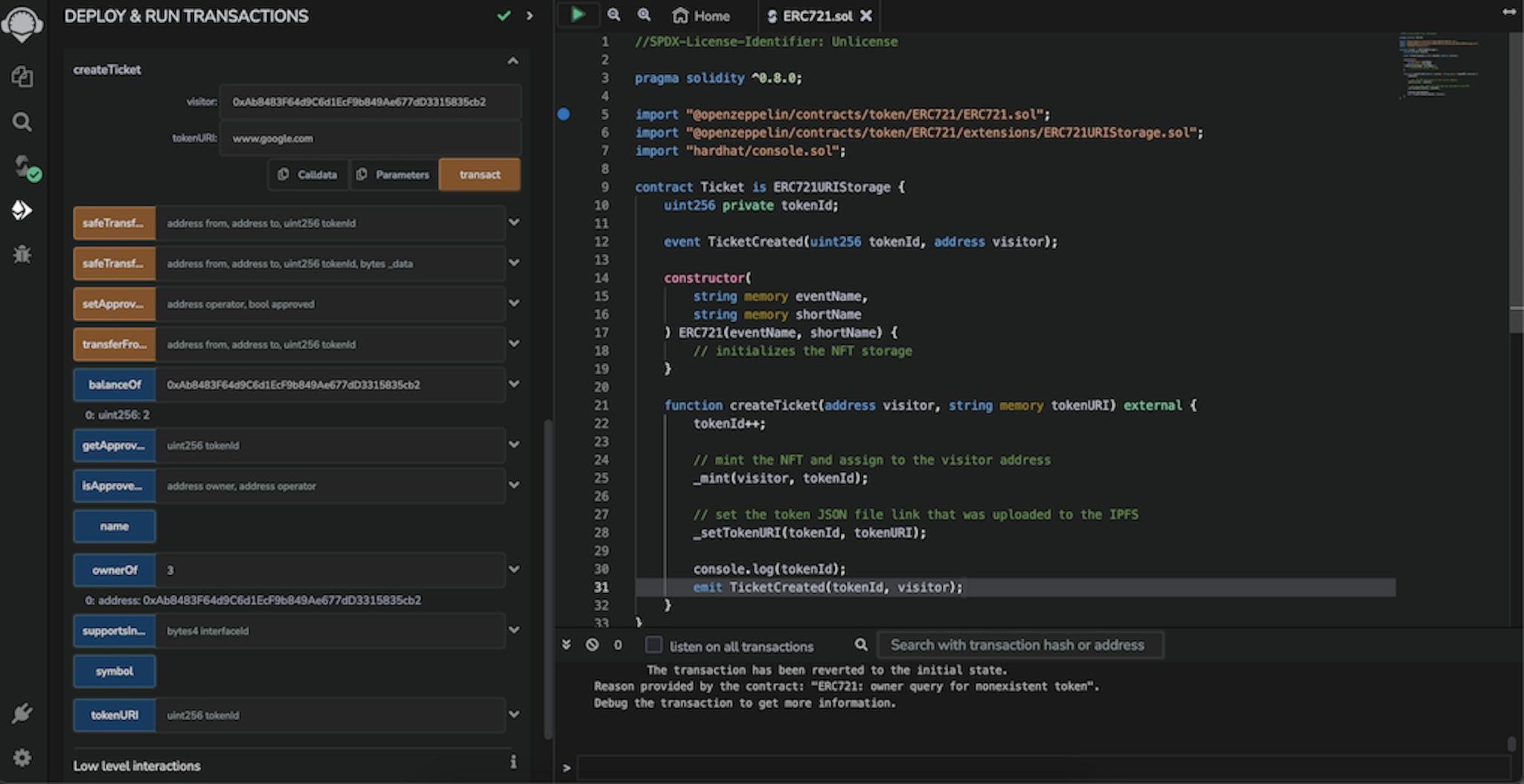 ERC-721 functions