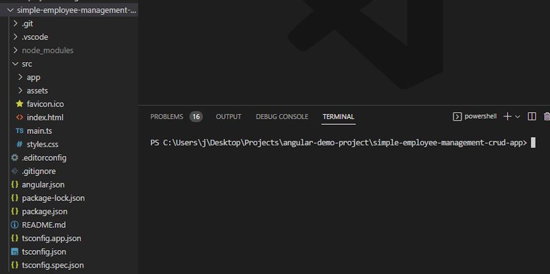 Screenshot of Initial Angular App Directory Structure Created by Angular CLI