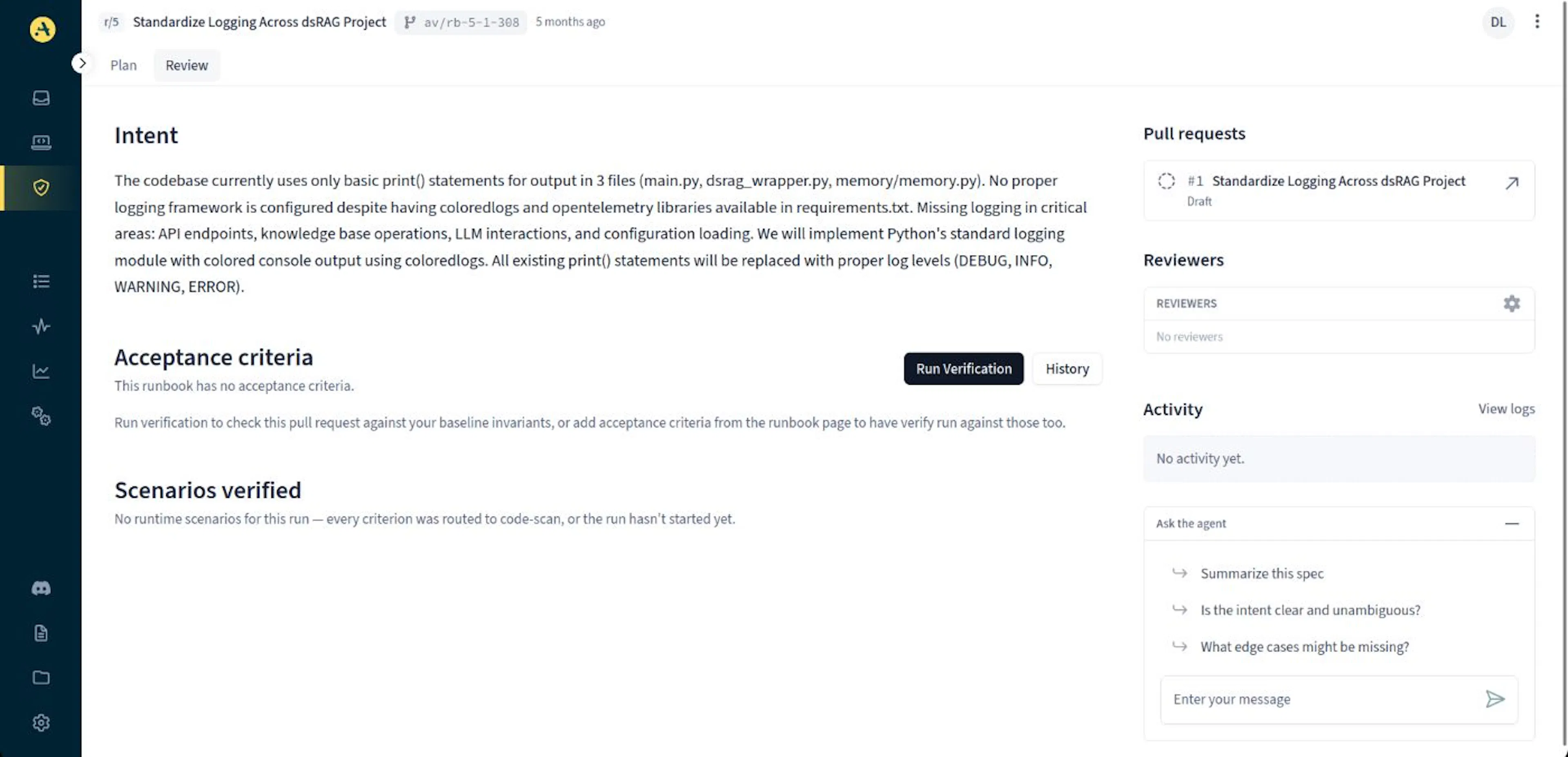 Aviator Verify's intent-based approach to code review
