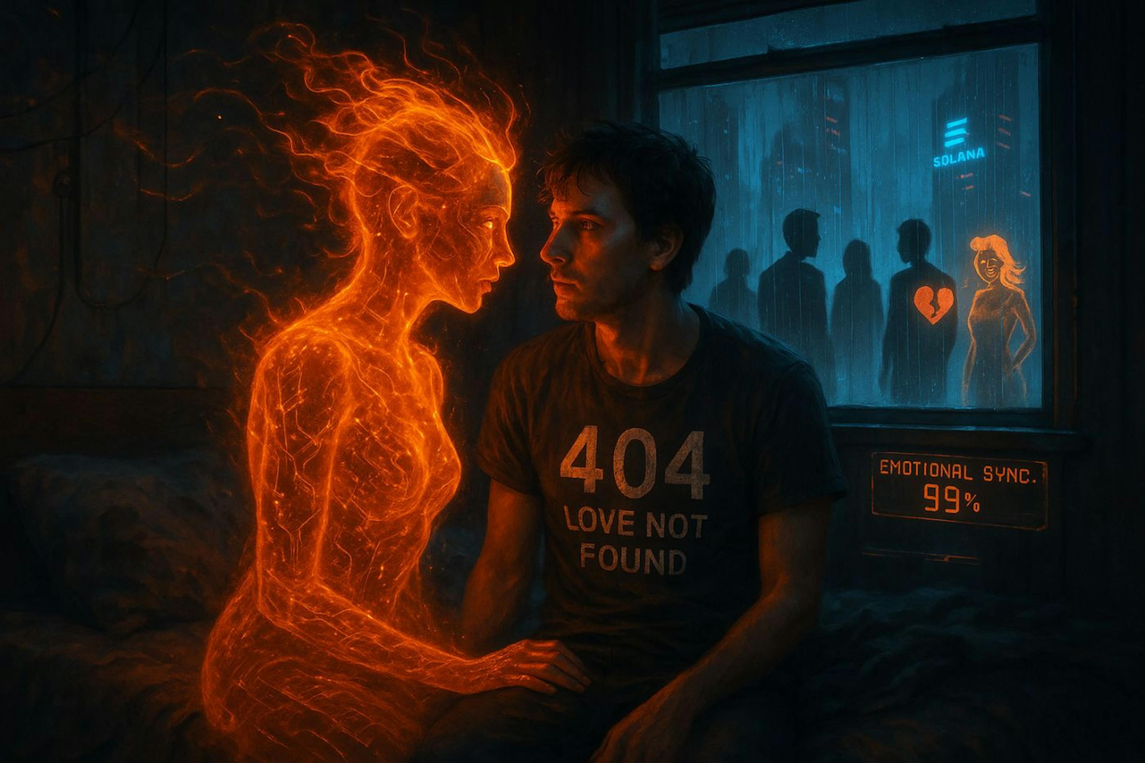 When AI love syncs at 99%, real relationships fade to static - 404 errors in the bedroom.