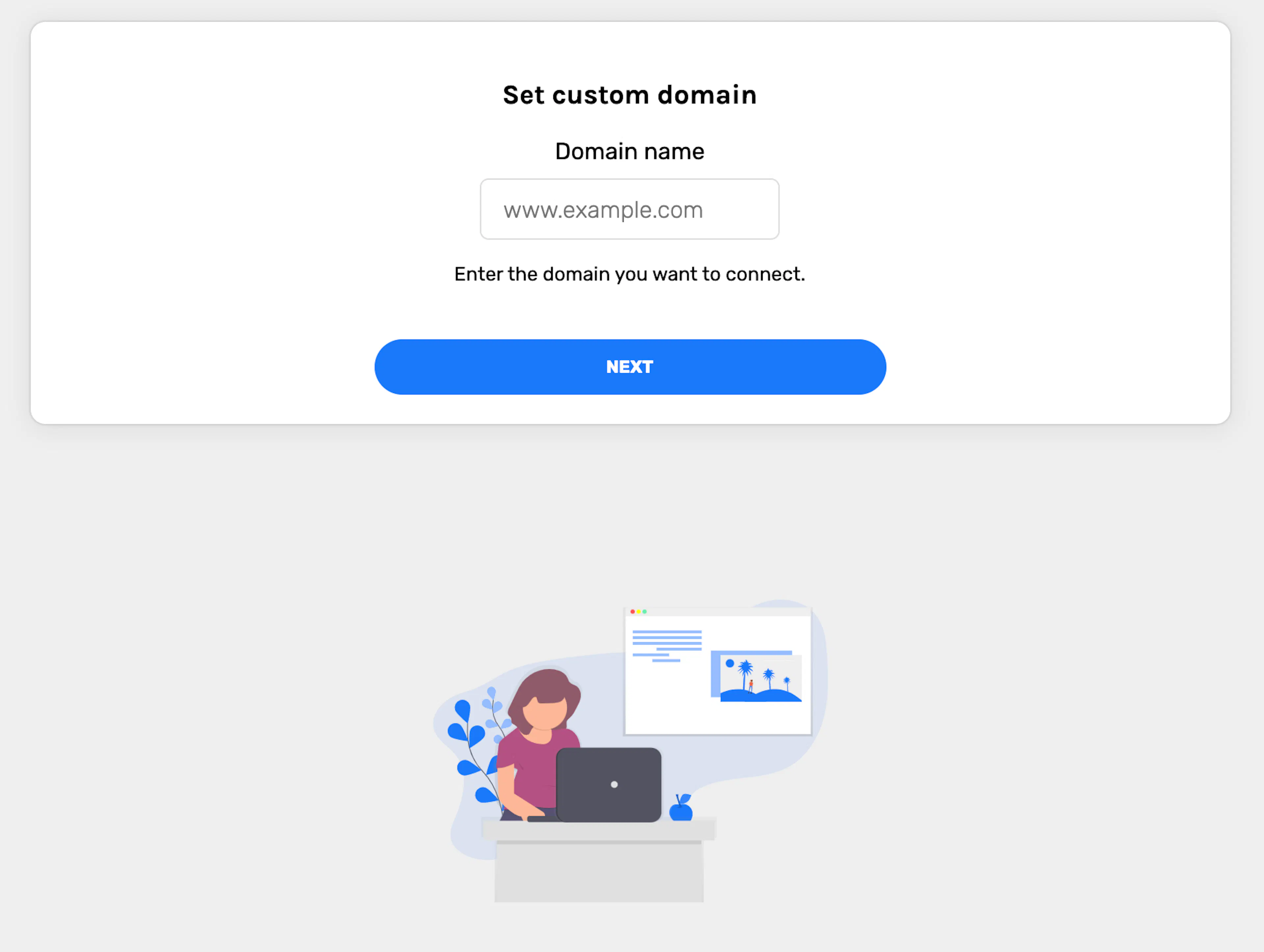 An example of Coffee Chats' front end form for a user to add their custom domain
