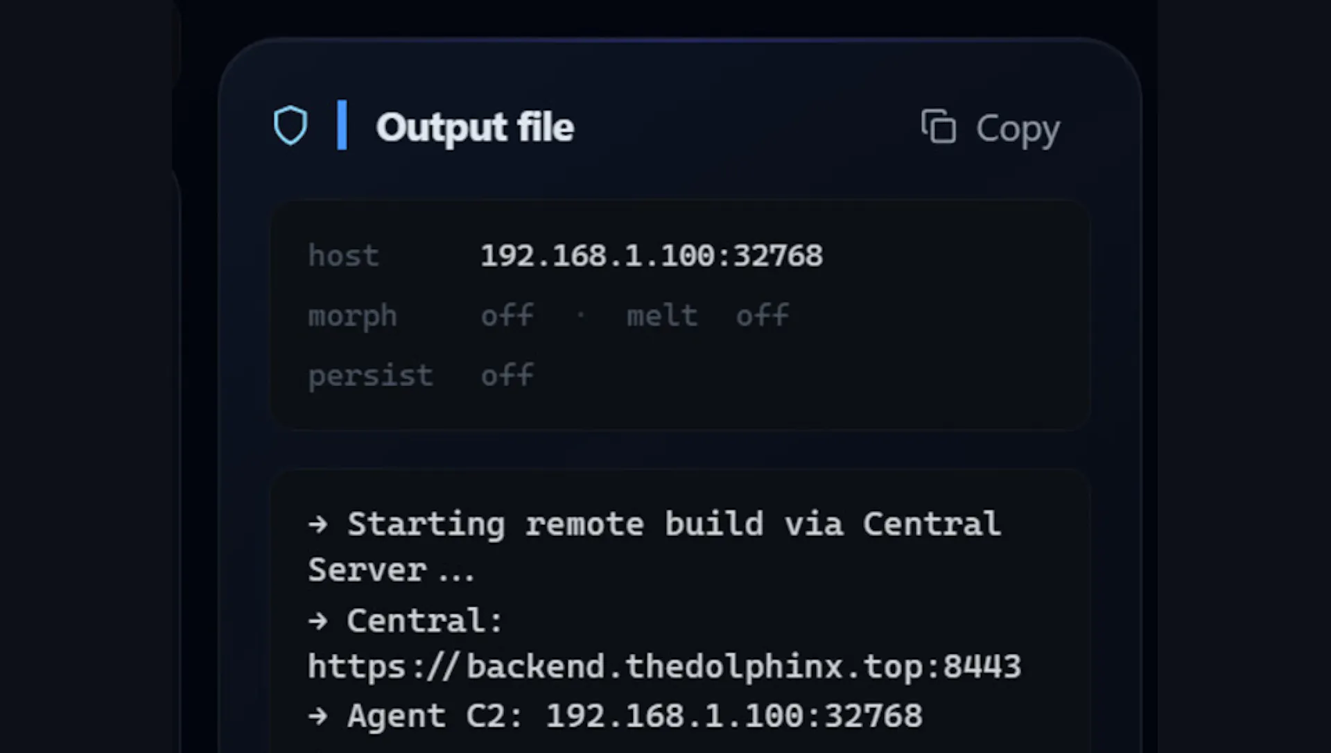 Build configuration submitted to the remote server.
