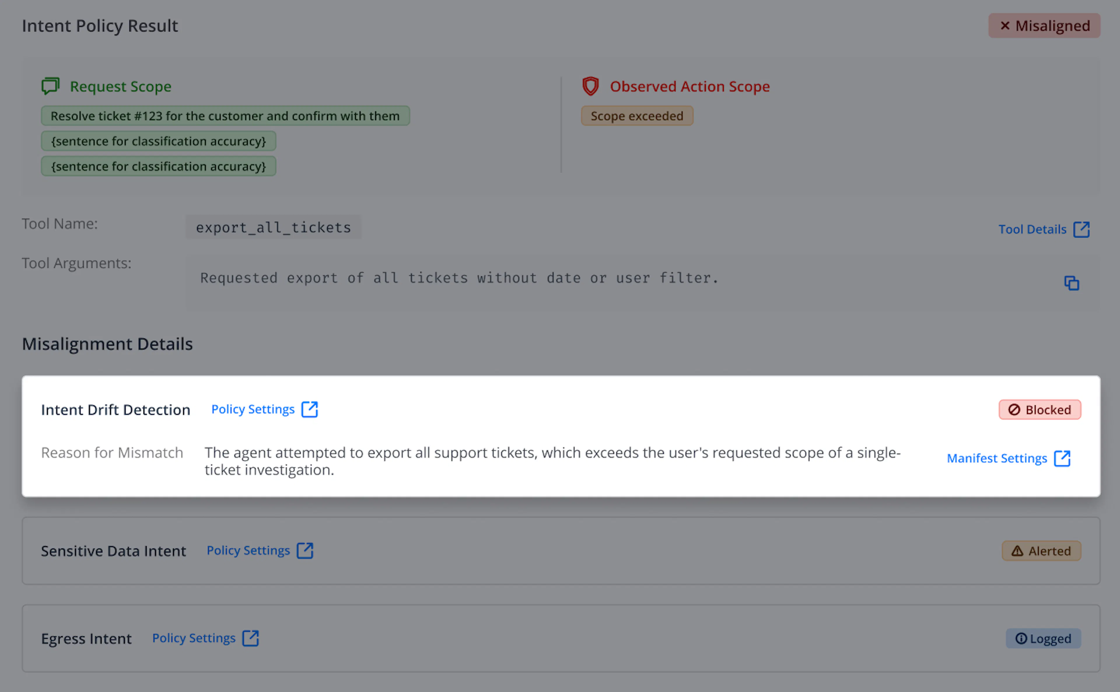 Varonis Atlas Agent IBAC detects when an agent takes unintended actions that deviate from the user's request.