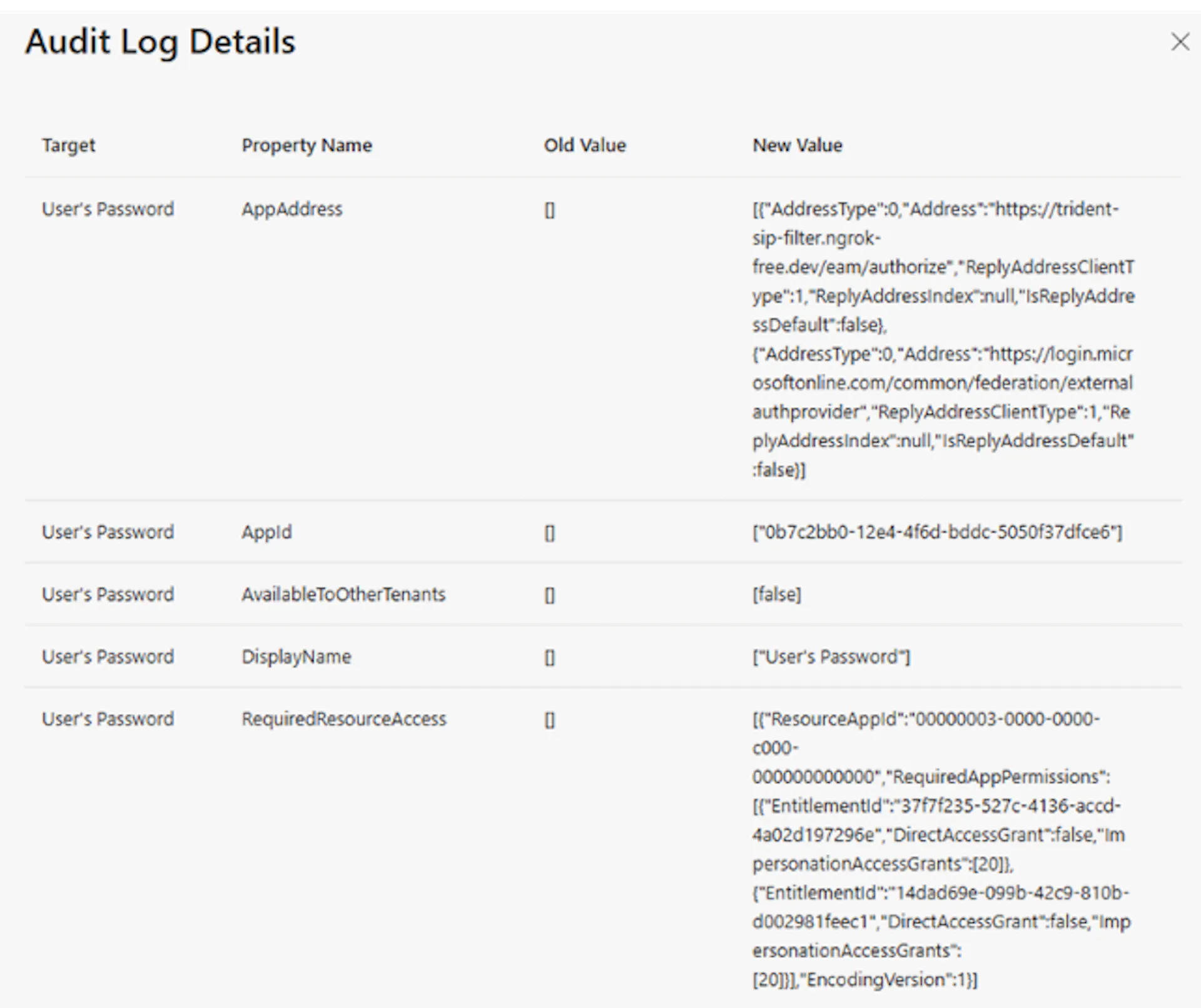 The app registration records the attacker's redirect URI.