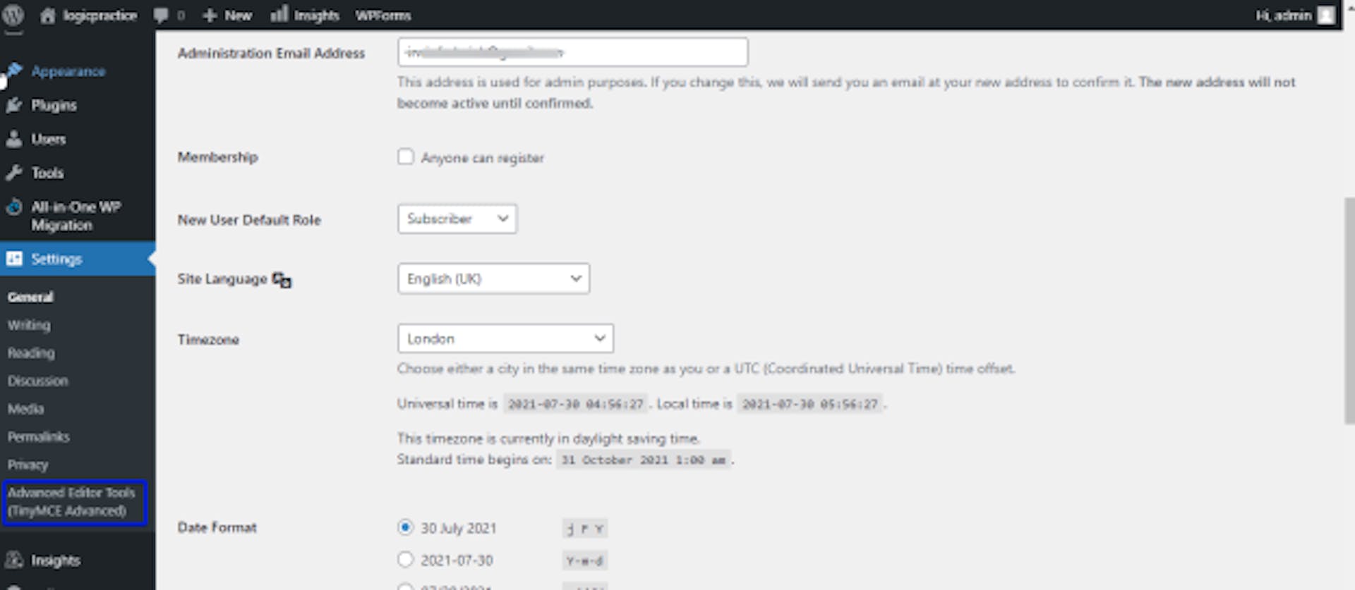 Installing TinyMCE advanced plugin