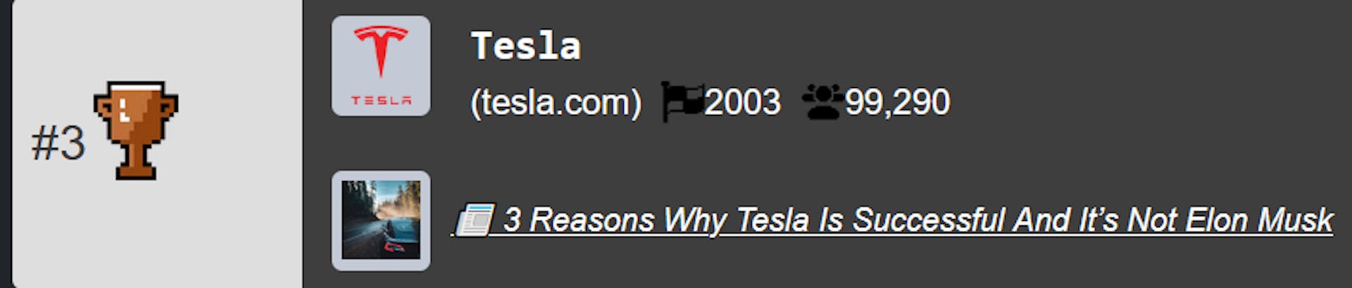 Tesla rangiert im Tech Company Ranking von HackerNoon