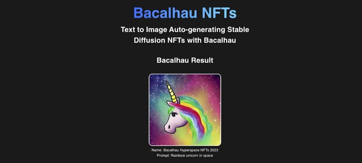 featured image - 🌈🦄 Bacalhau를 사용하여 나만의 AI 생성 예술 NFT DApp 구축