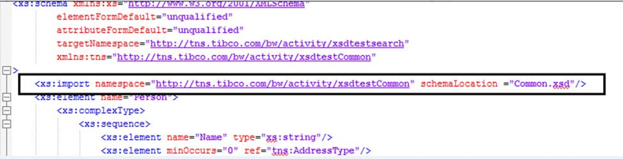 example of namespace in the schema