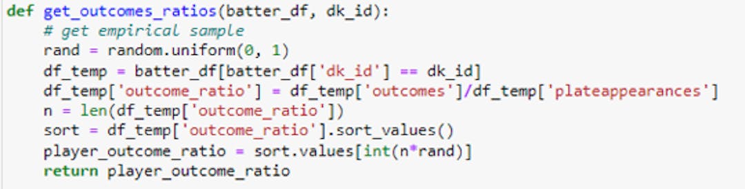 Image by Author: Python code to return outcome ratio