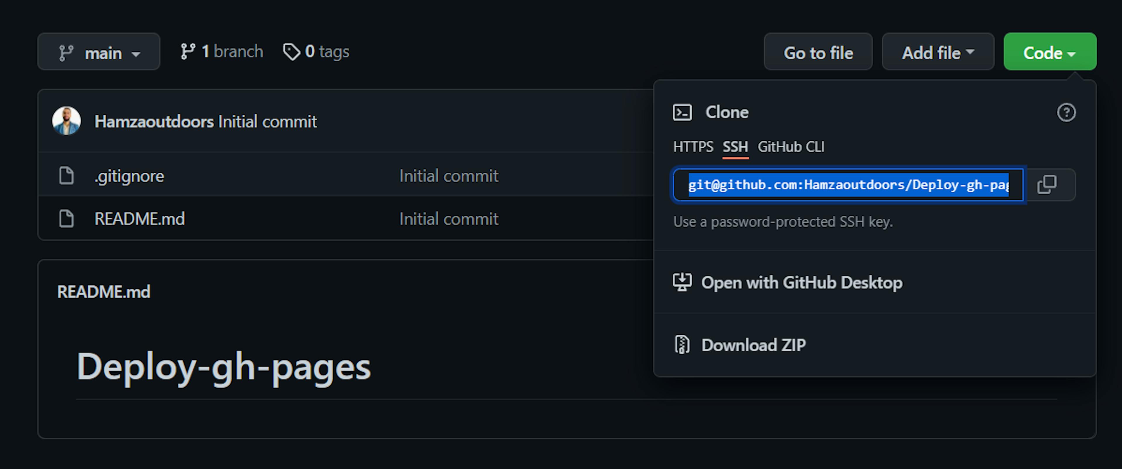 Get HTTPS URL from your GitHub repository
