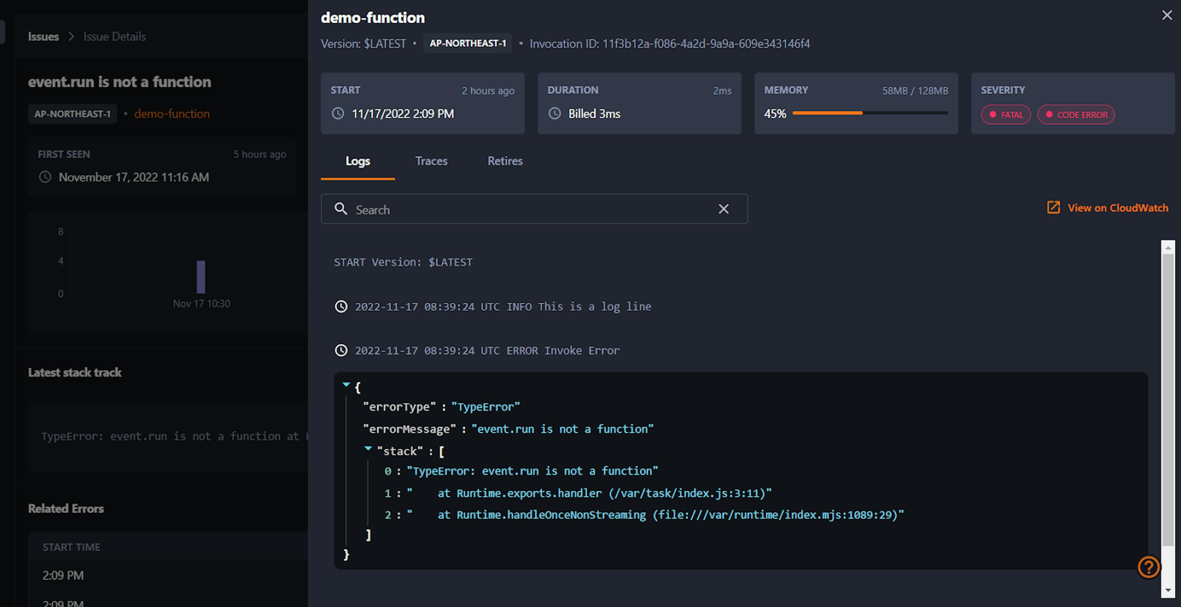 KloudMate Log Details