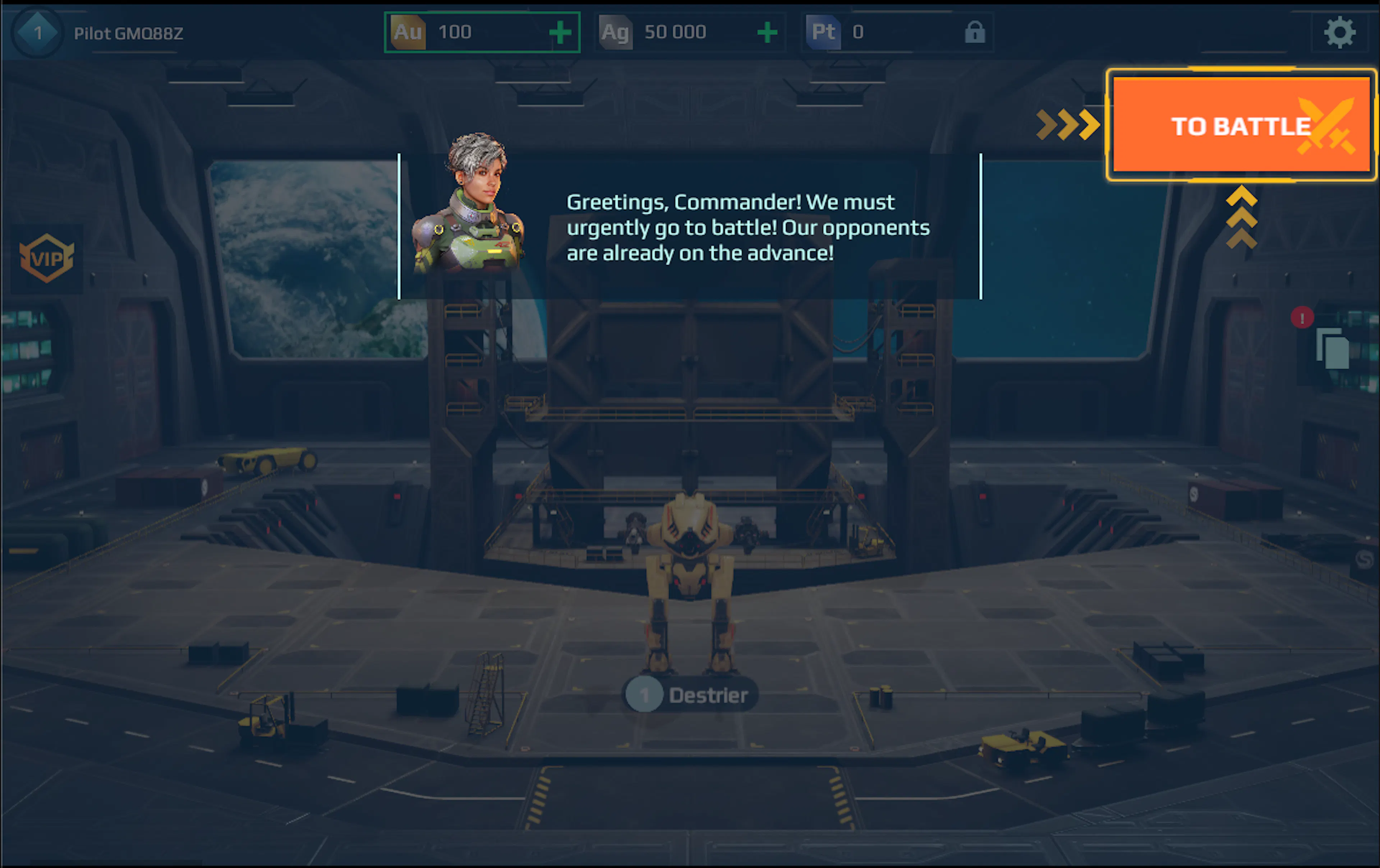 The garage screen tutorial shows how to enter a battle — and motivates ...