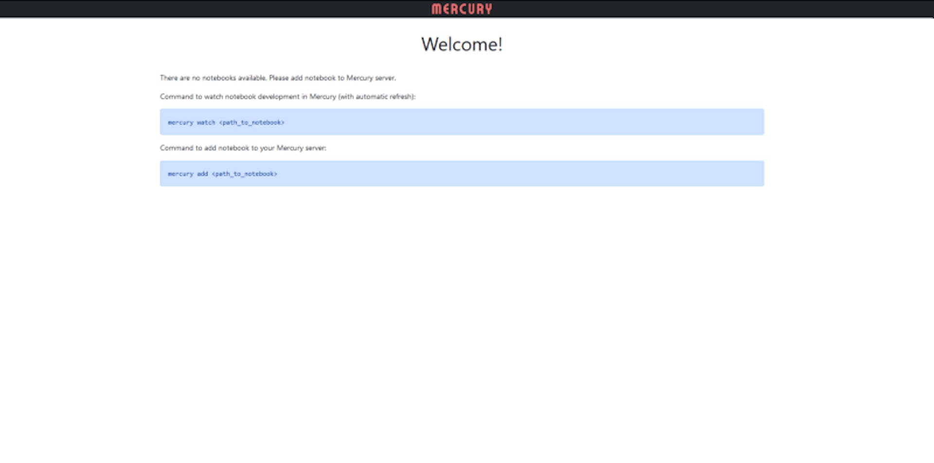 mercury server welcome page — Image by author