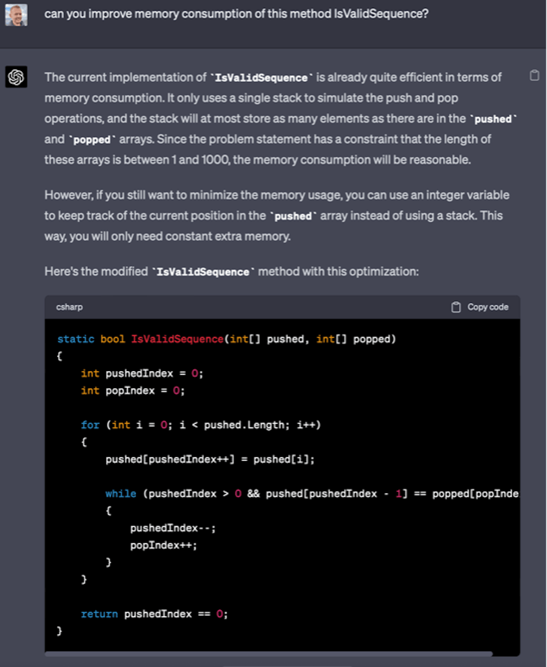 ChatGPT-4 solution v2 for LeetCode #946