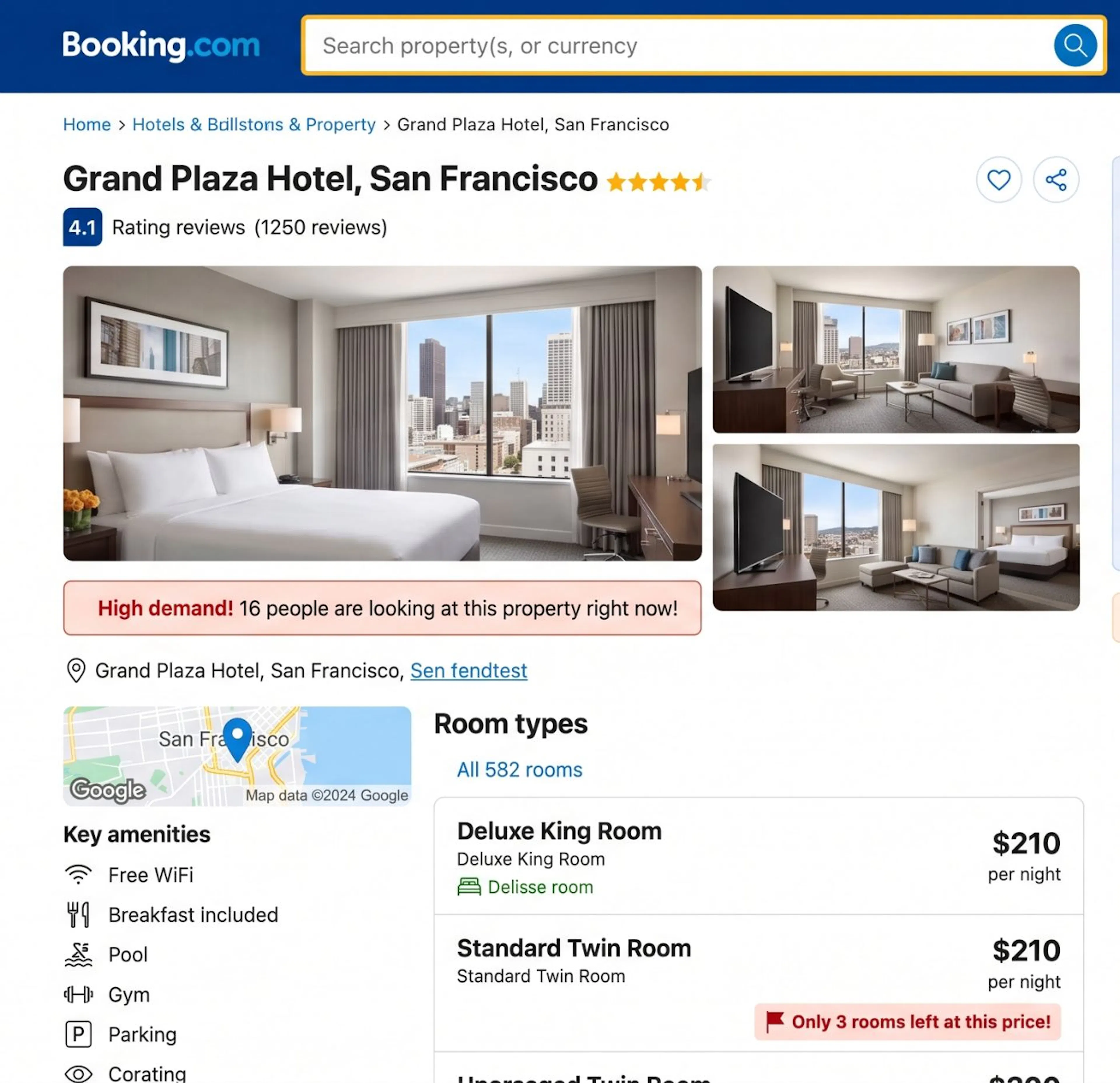 Booking.com using scarcity and urgency social proofing to create faster call to action