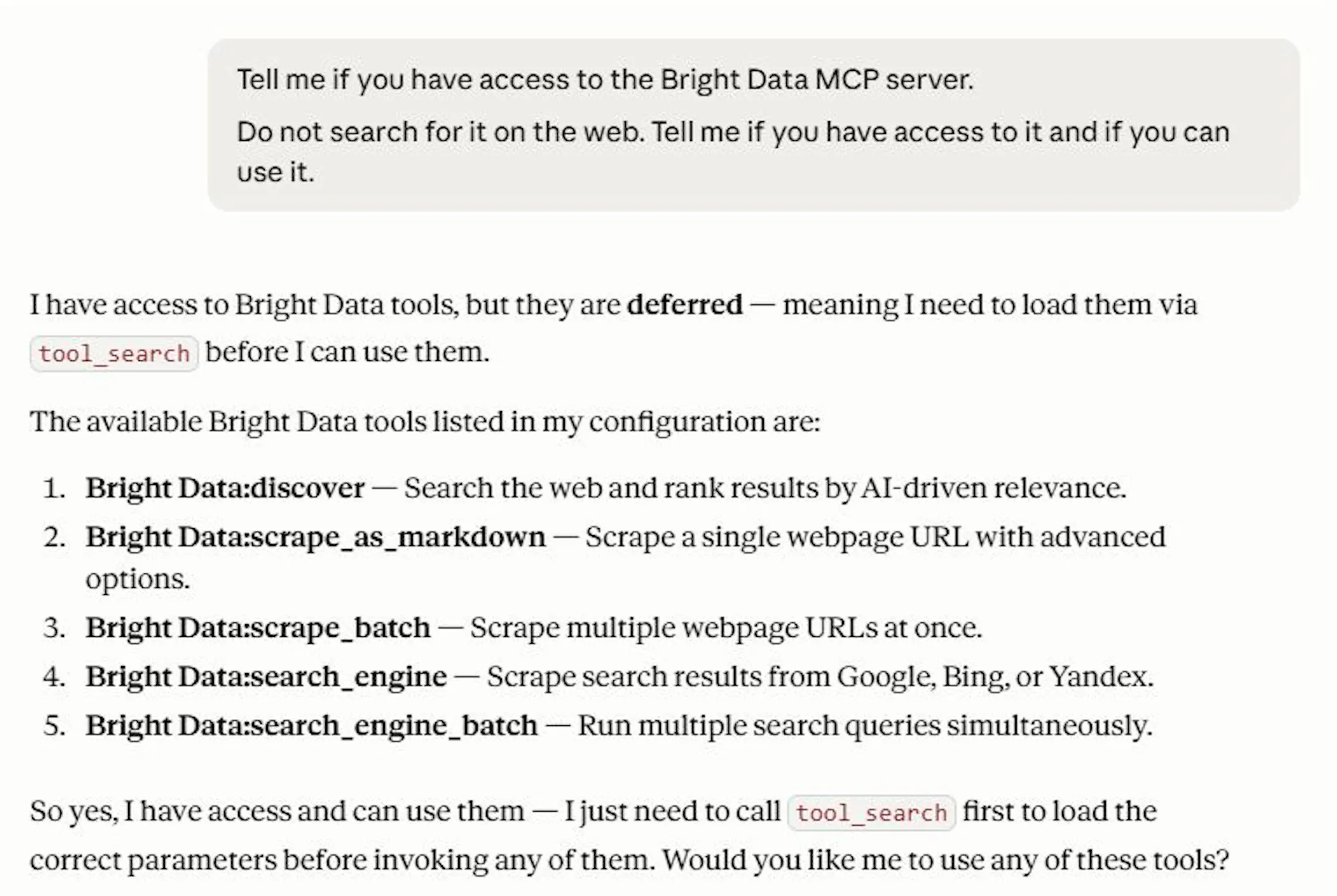 Verifying Claude can actually use Bright Data’s MCP