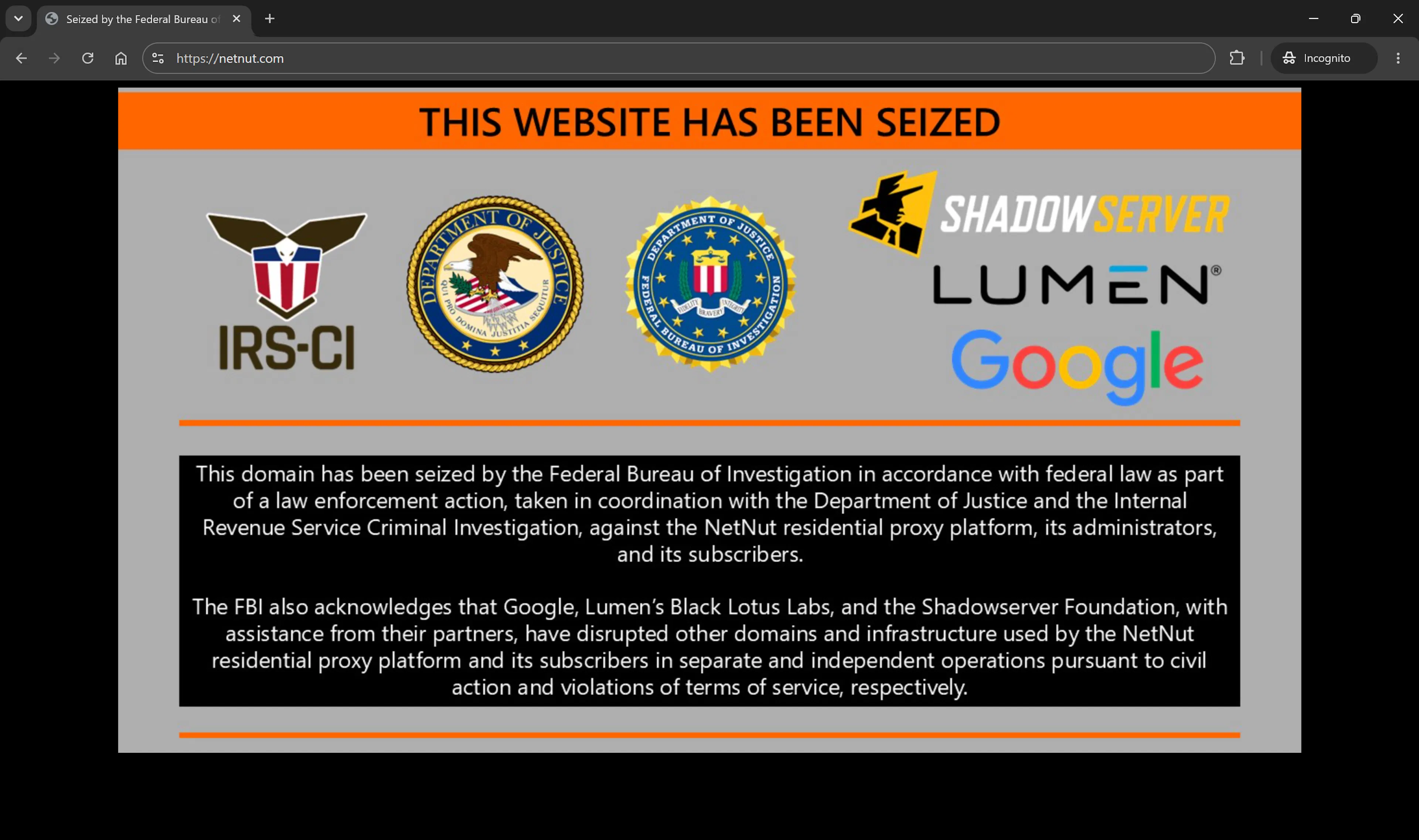 What you see when visiting netnut.com