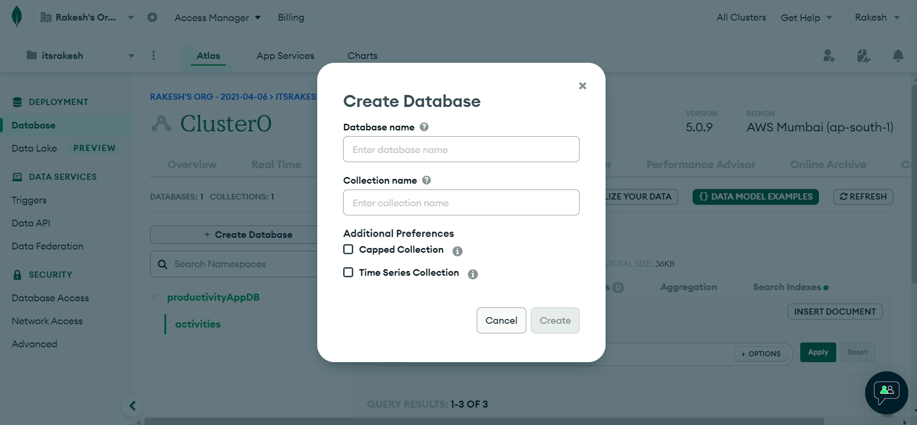 create a database