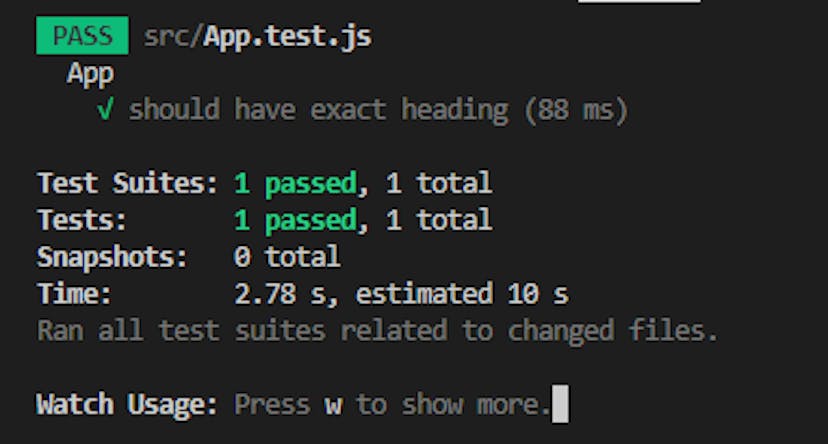 App component test results