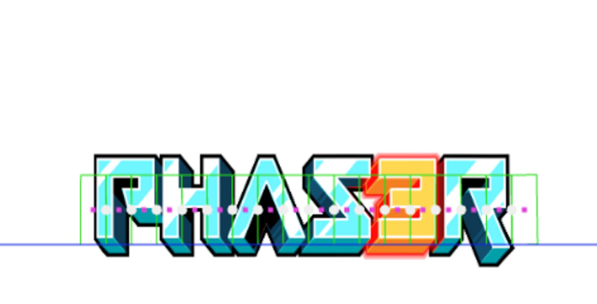The Phaser logo attached to the physics boxes to create a mesh