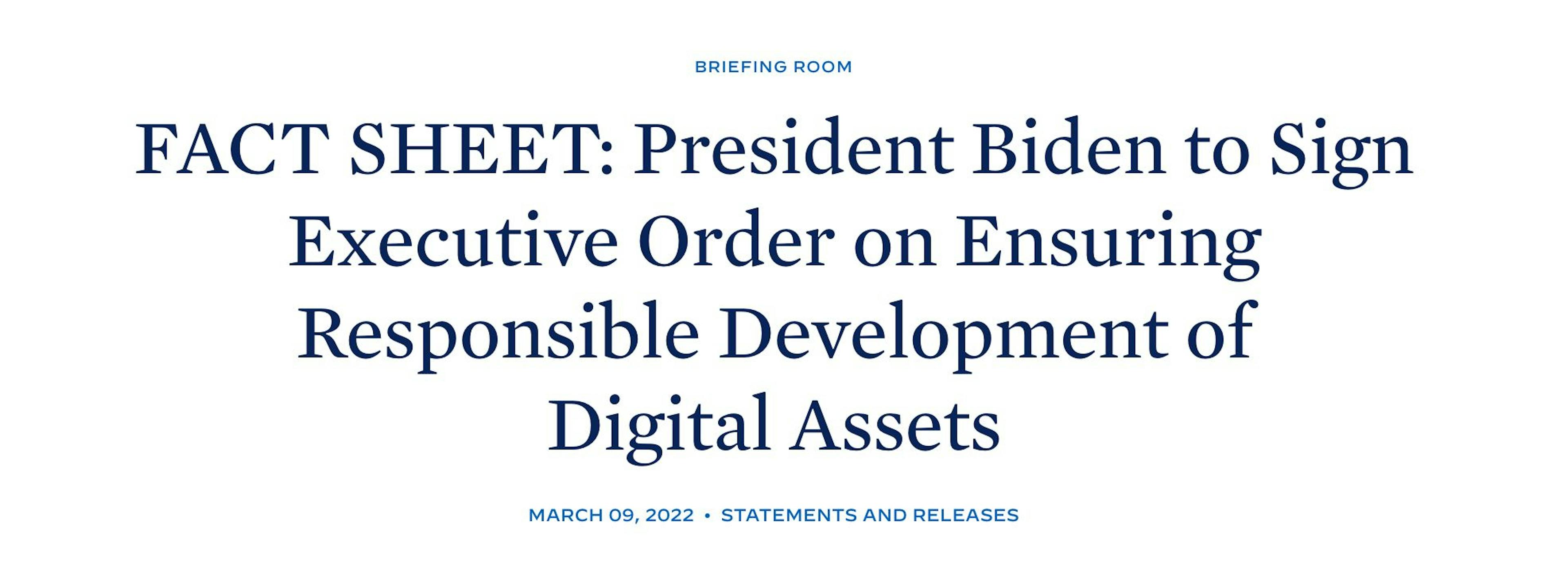 featured image - President Biden to Sign Executive Order on Ensuring Responsible Development of Digital Assets