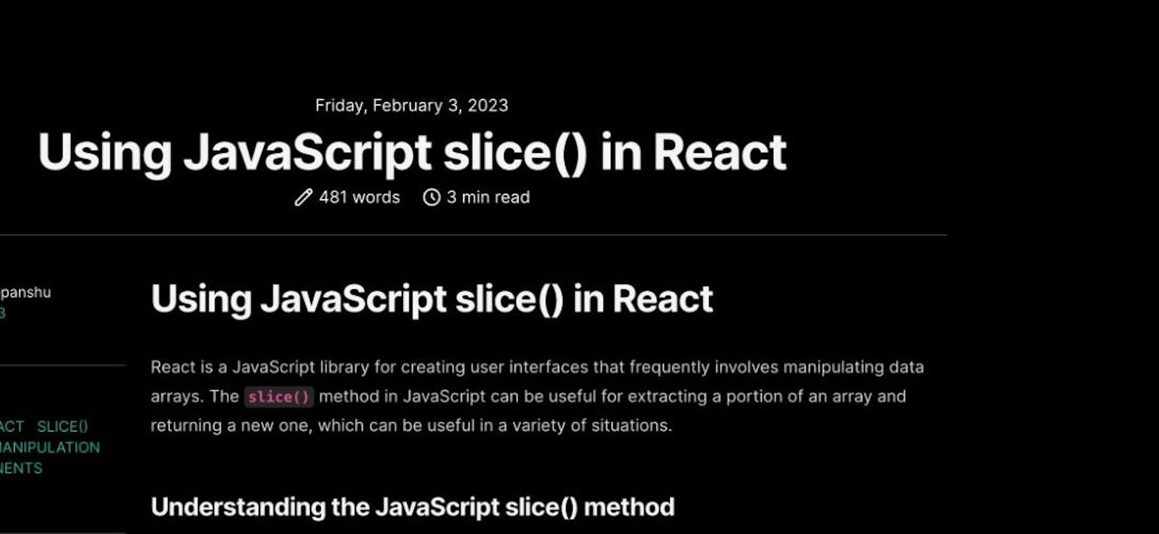 How to Use the JavaScript Slice() Method in React | HackerNoon