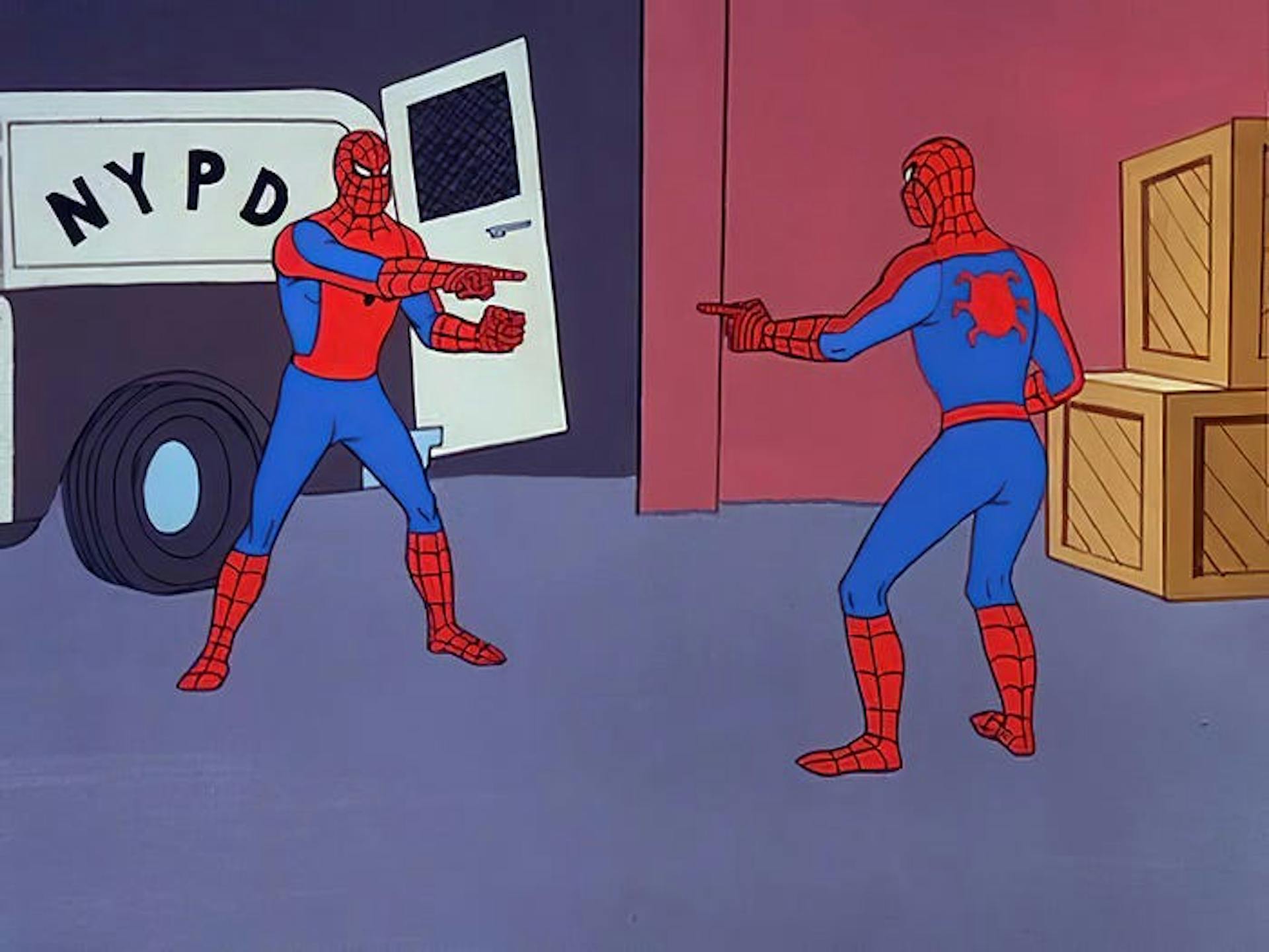 Spidey Pointing at each other