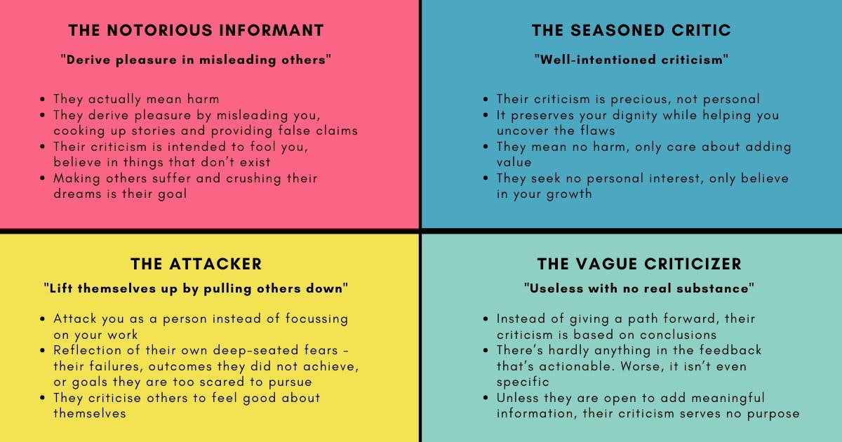 featured image - 4 Common Types of Critics, and How To Handle Their "Feedback"