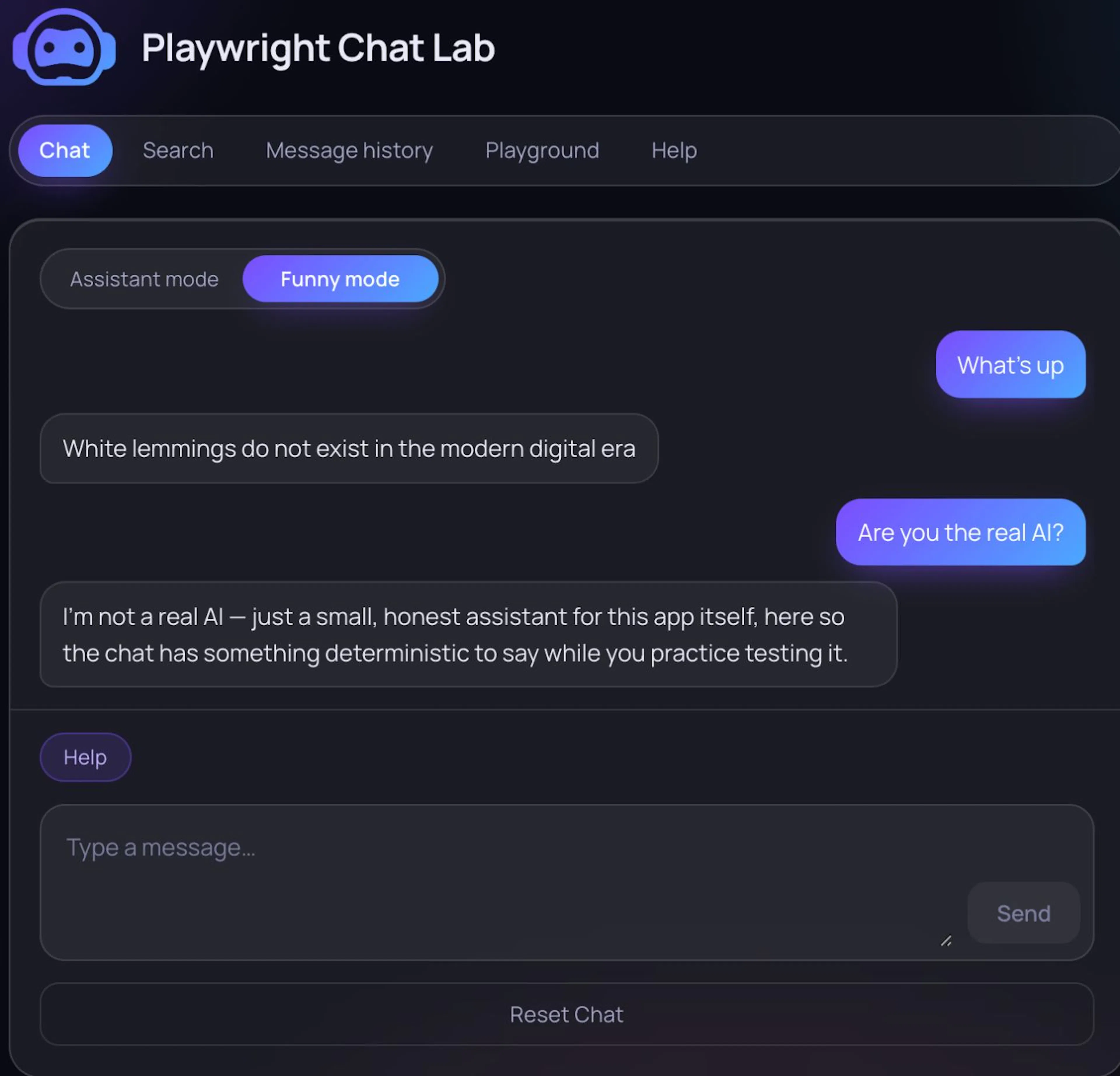 App's main screen