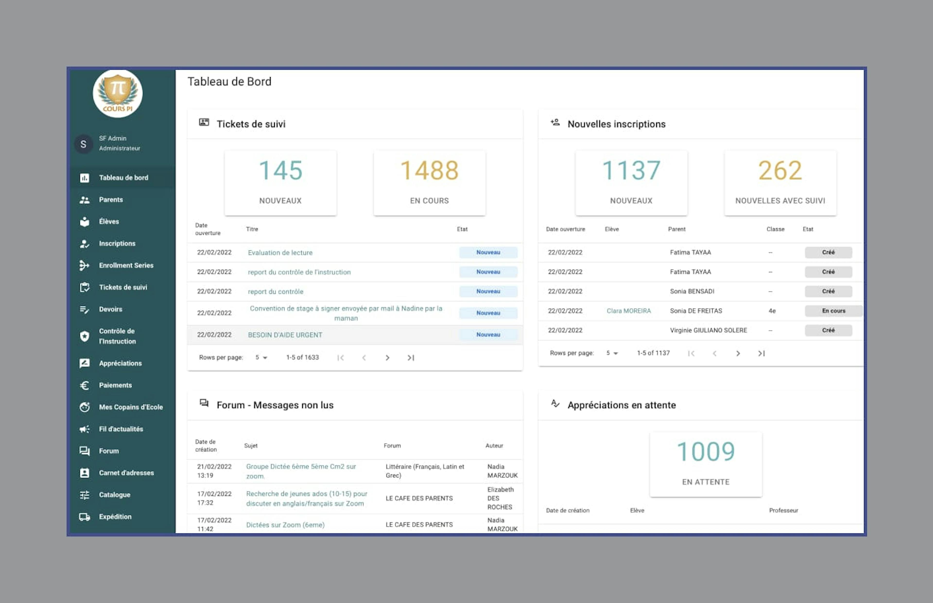 Screenshot from CoursPi project