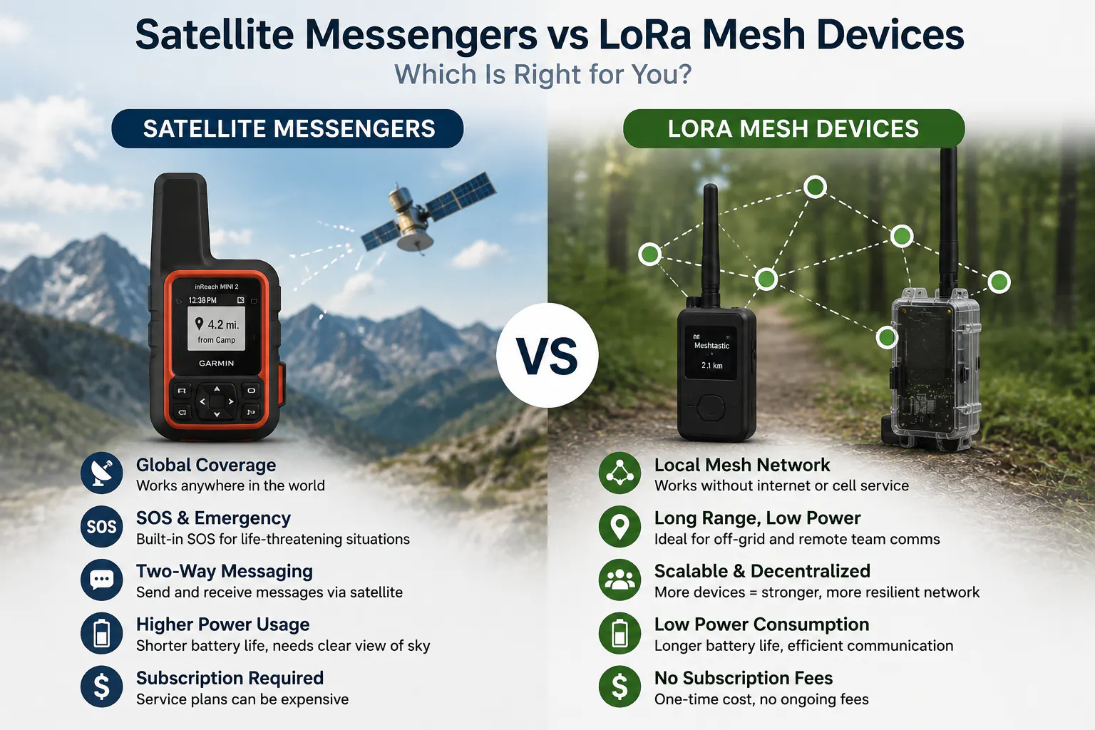 Satellite Messengers vs LoRa Mesh Devices: Which Off-Grid Comms Solution Fits You? 