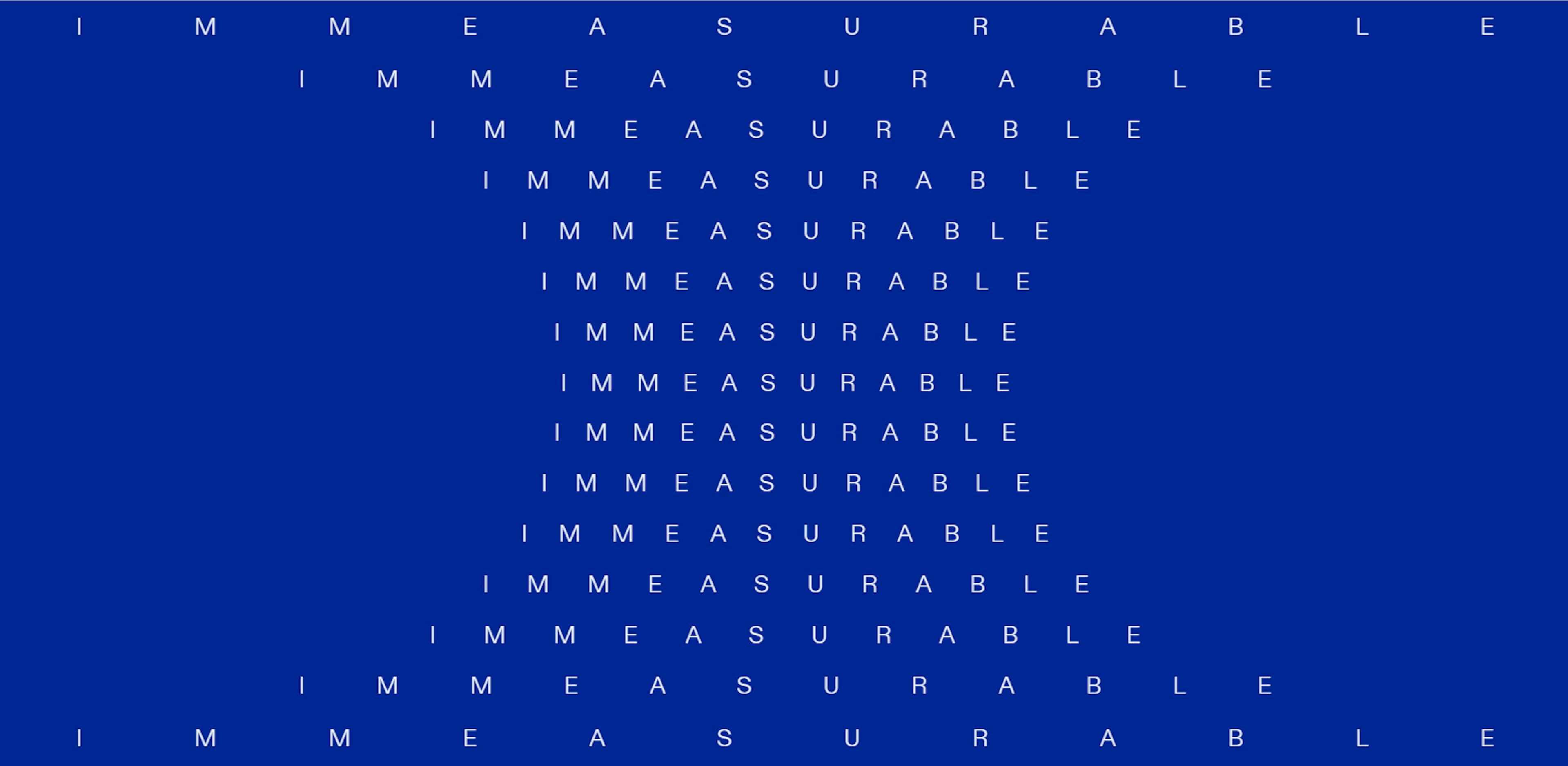 An example of a company called Immeasurable embracing the minimalist design for their landing page