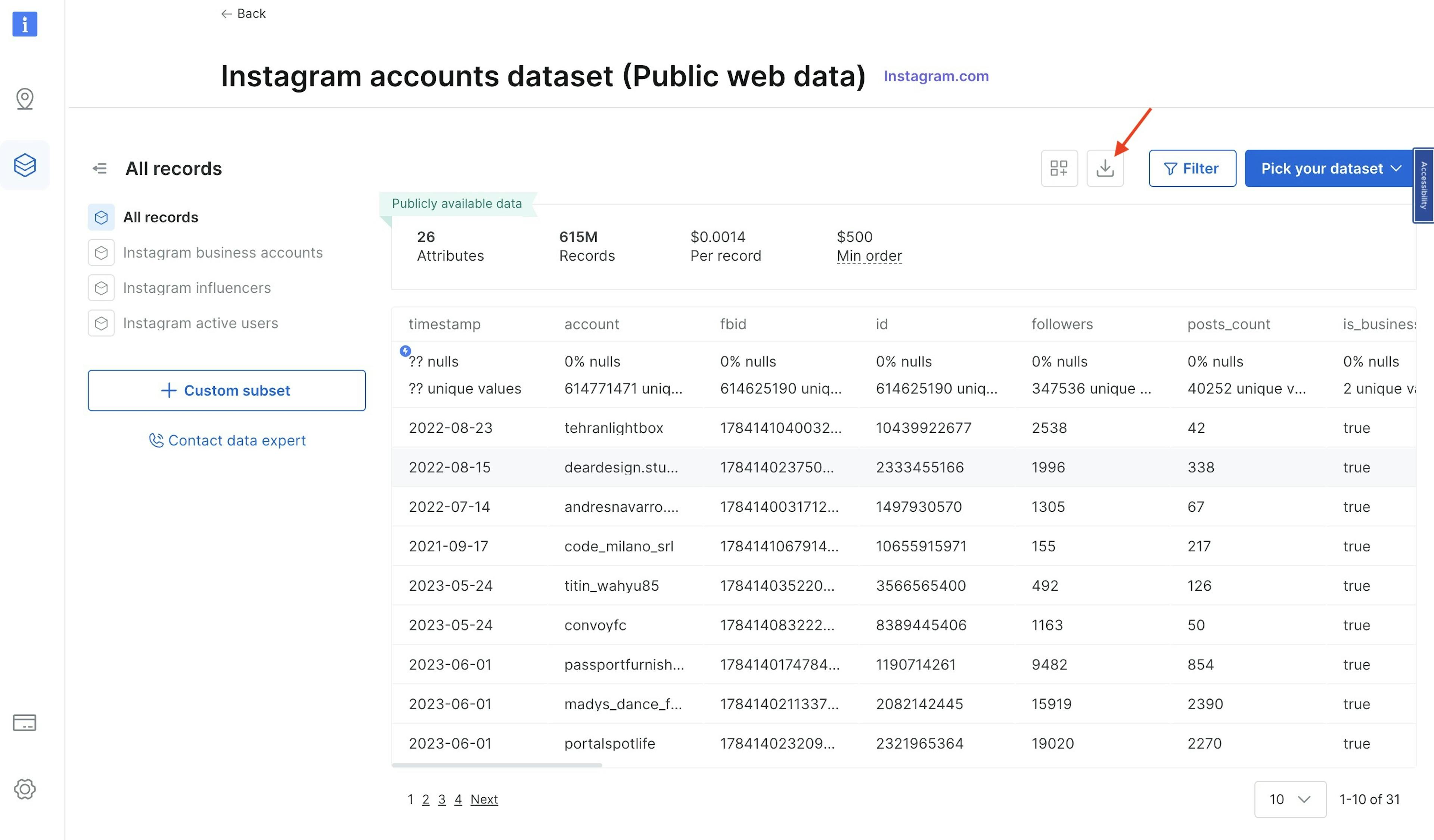 download CSV