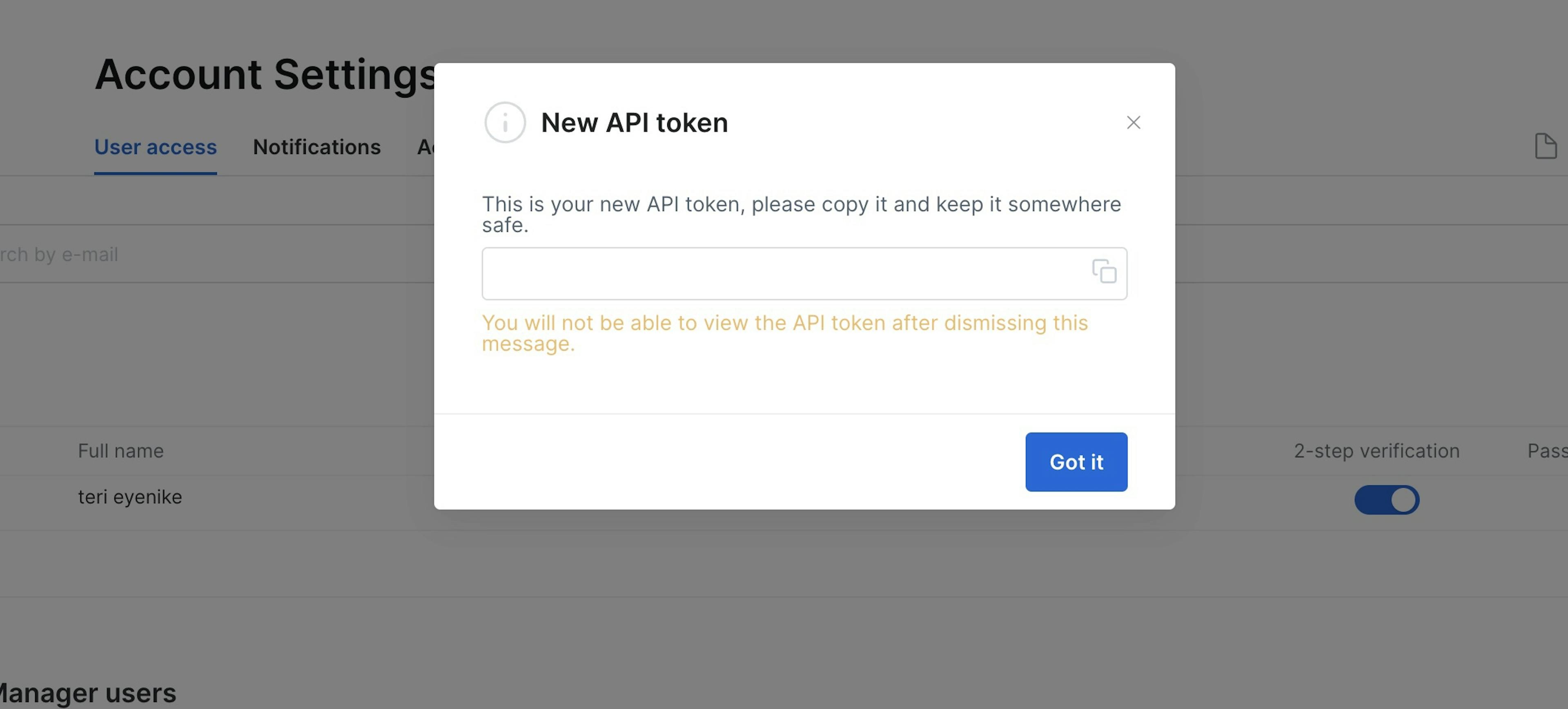 new api token