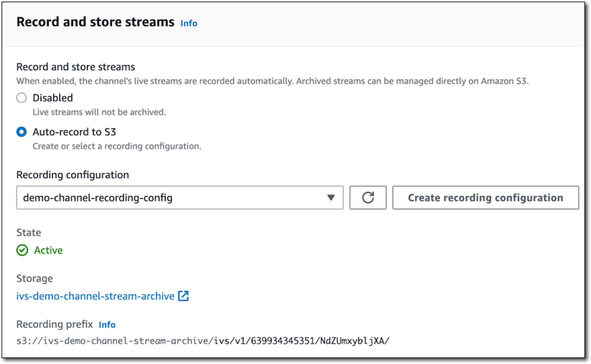 Associate recording configuration