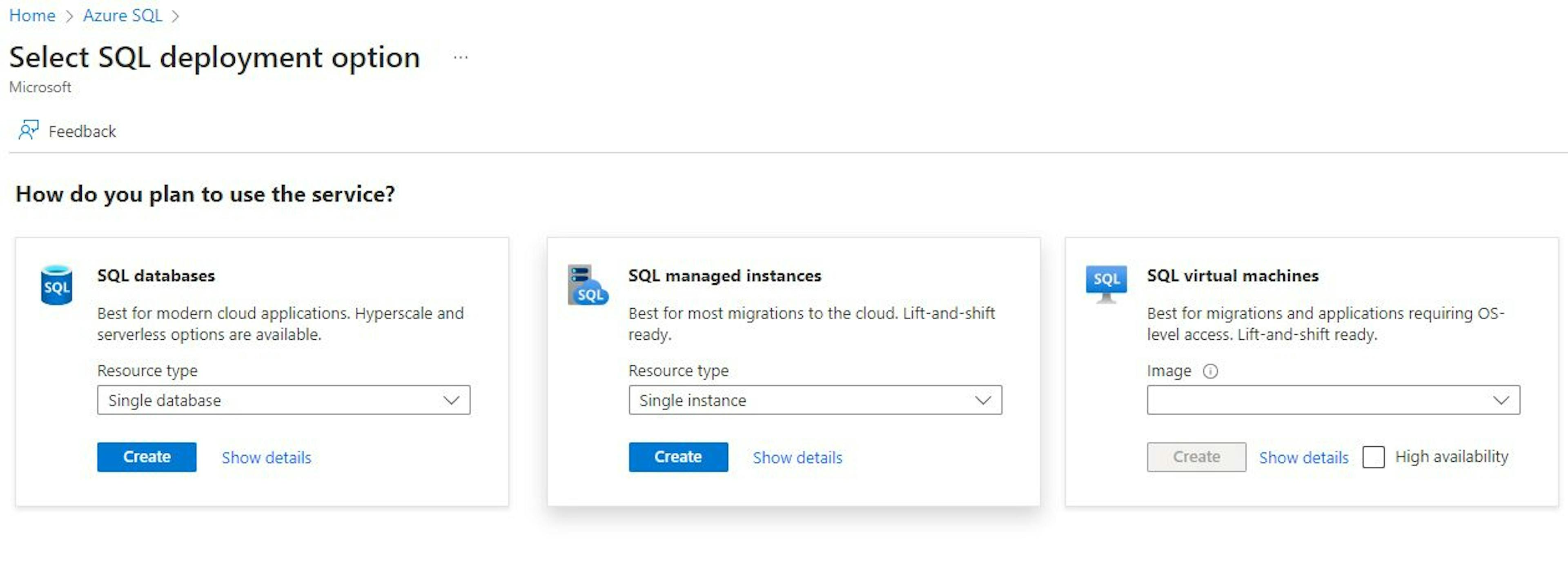 The first step to create an SQL server