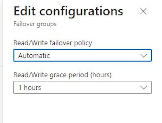 Configuration for the failover group