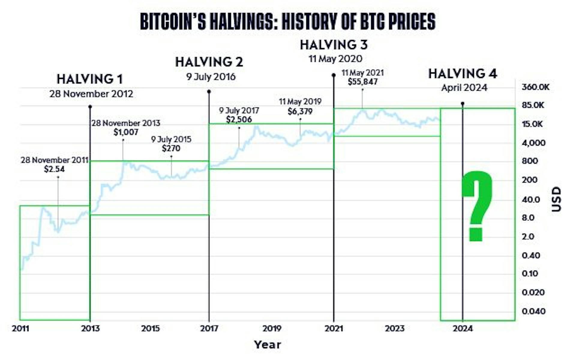 Log Scale BTC price/Year