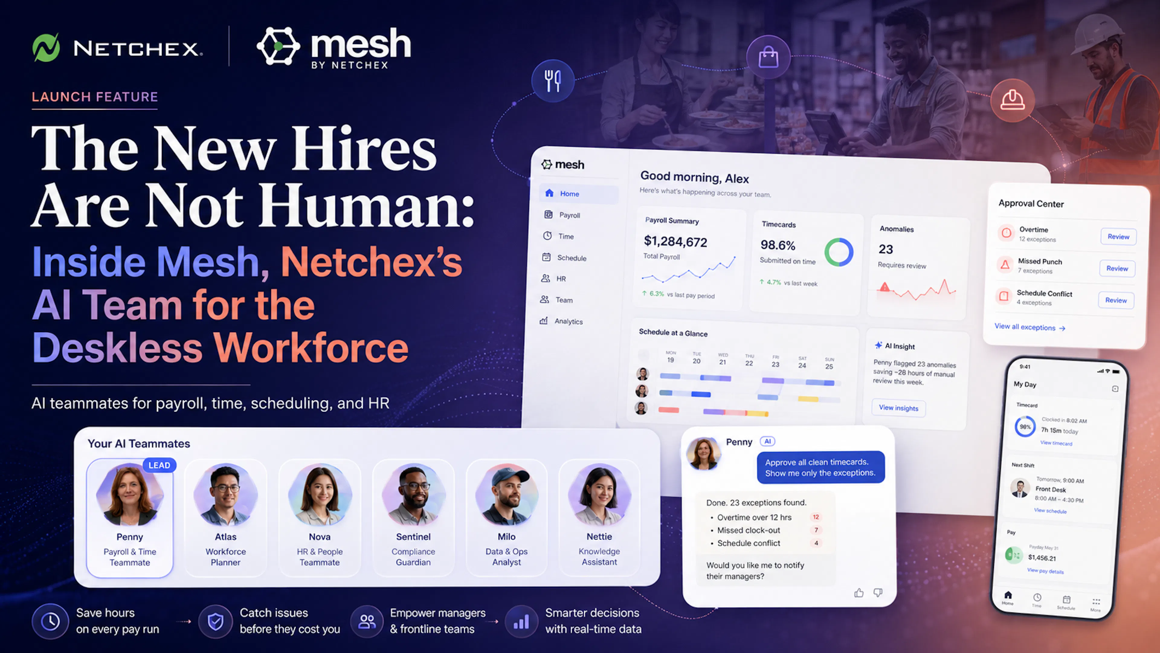 featured image - Your HR Team Just Got Bigger: Inside Mesh, Netchex's AI Team for the Deskless Workforce