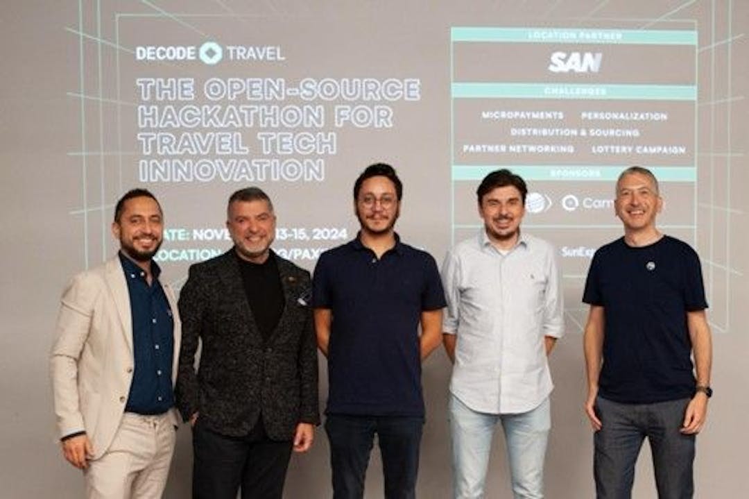 The jury (from left to right): Mustafa Türk (General Manager, Paximum), Erol Türk (CEO, SAN TSG), Alper Çetinkaya (Senior Technical Product Owner, SunExpress), Michael Hasler (CEO, Juice), Michele Ruberl (VP Product, Chain4Travel)