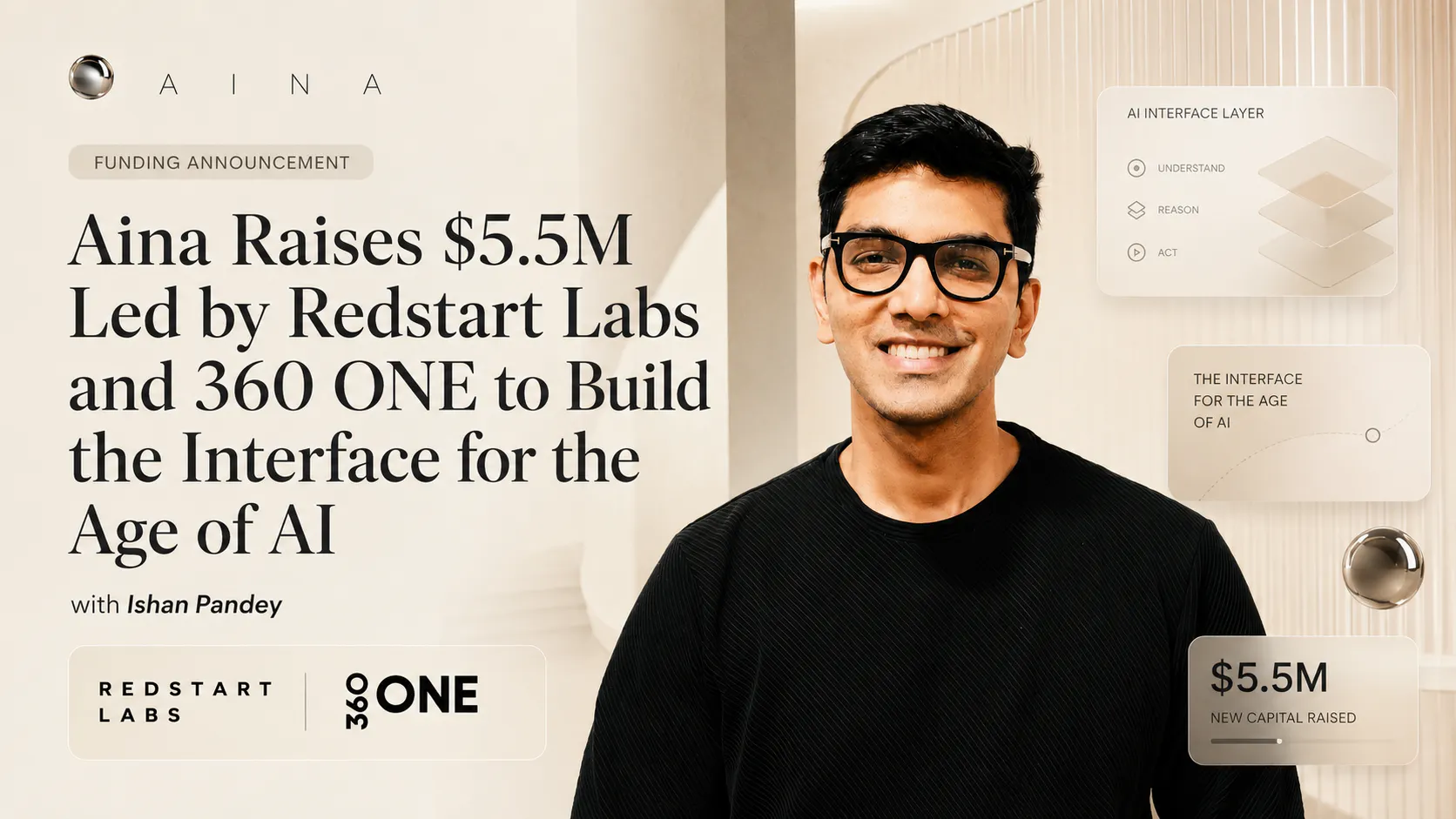 Aina Raises $5.5M Led by Redstart Labs and 360 ONE to Build the Interface for the Age of AI