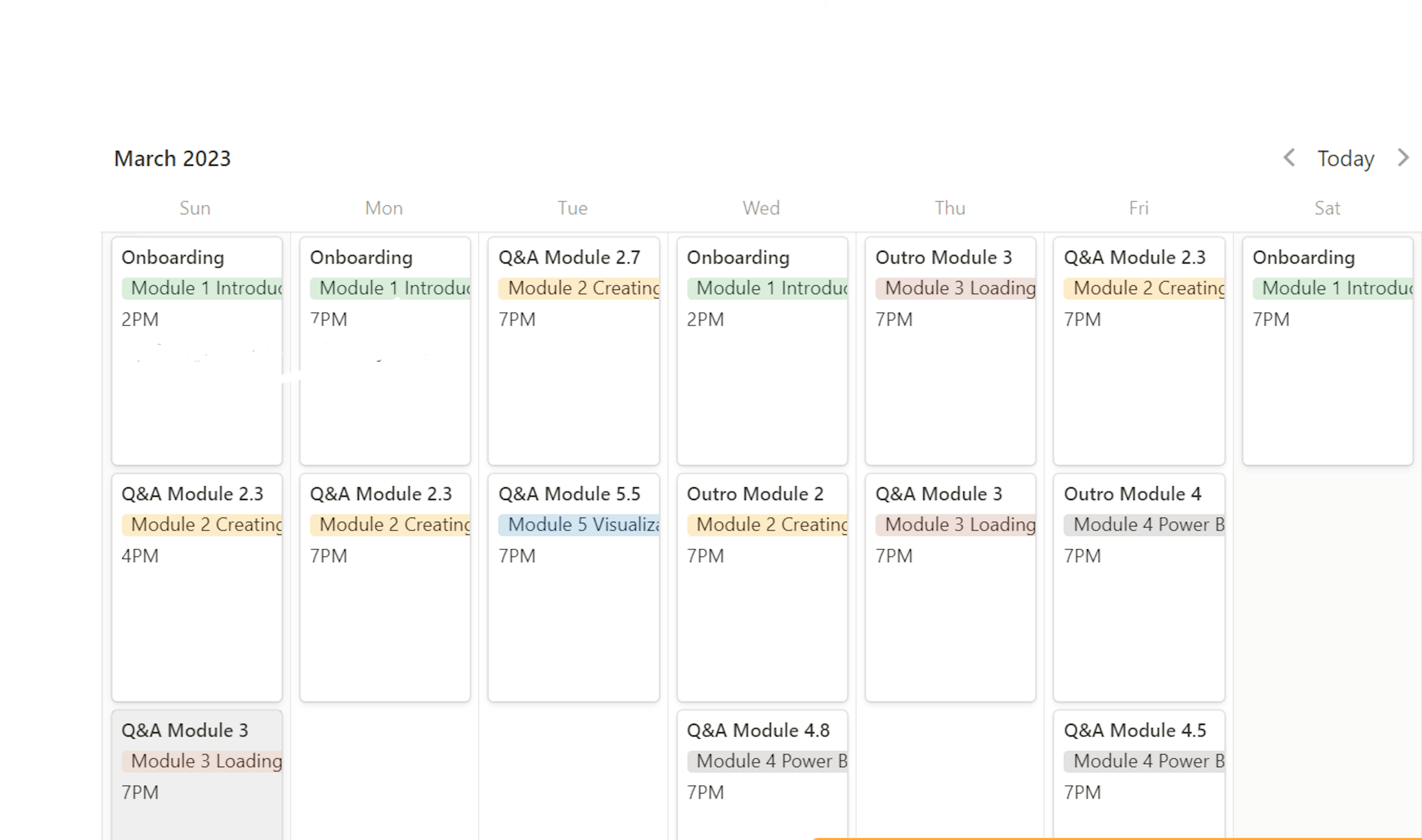 The difference in the number of live sessions is visible even in the calendar