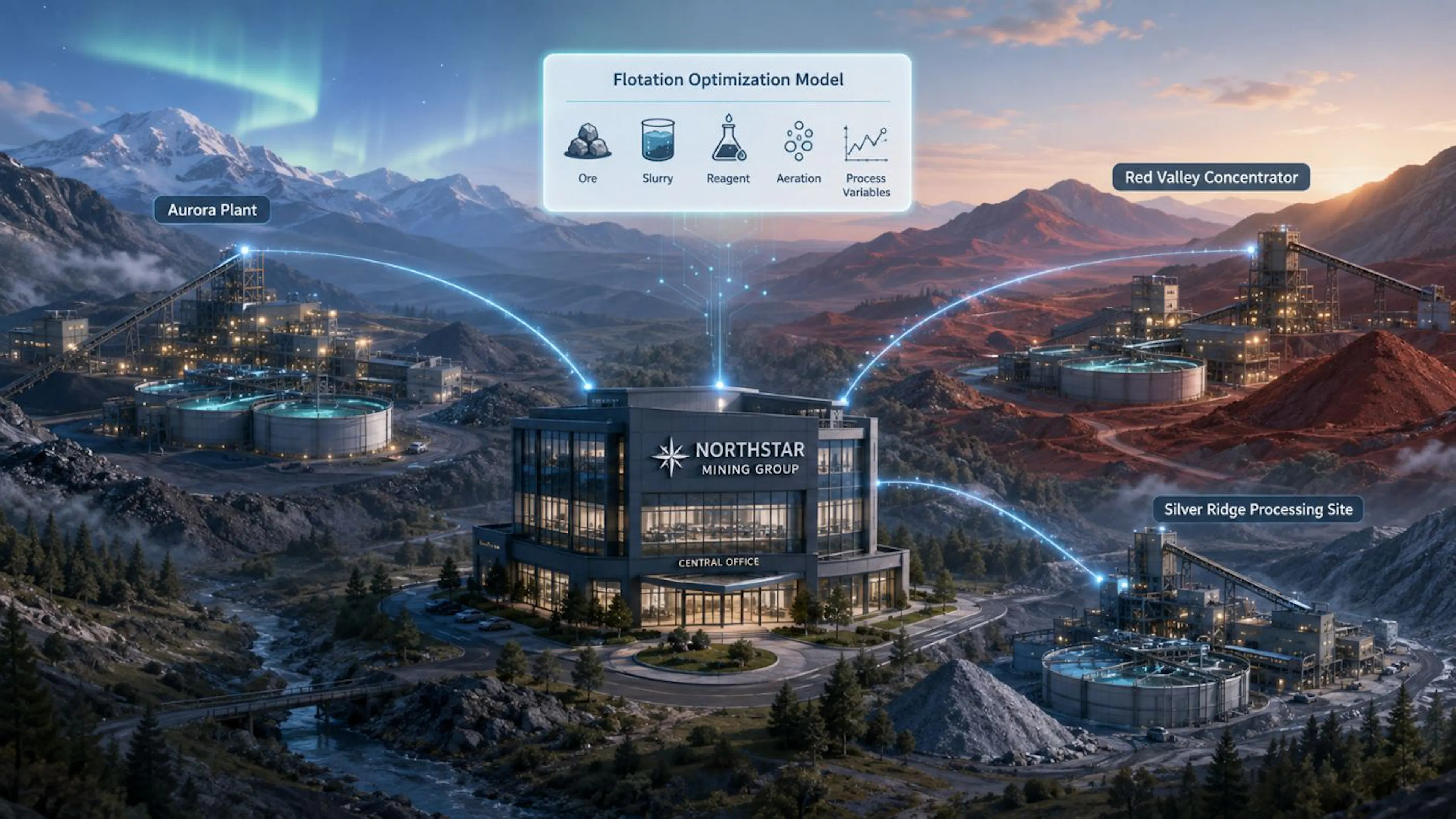 Northstar Mining Group, a fictional mining company used in this article to illustrate distributed industrial MLOps across multiple production sites.