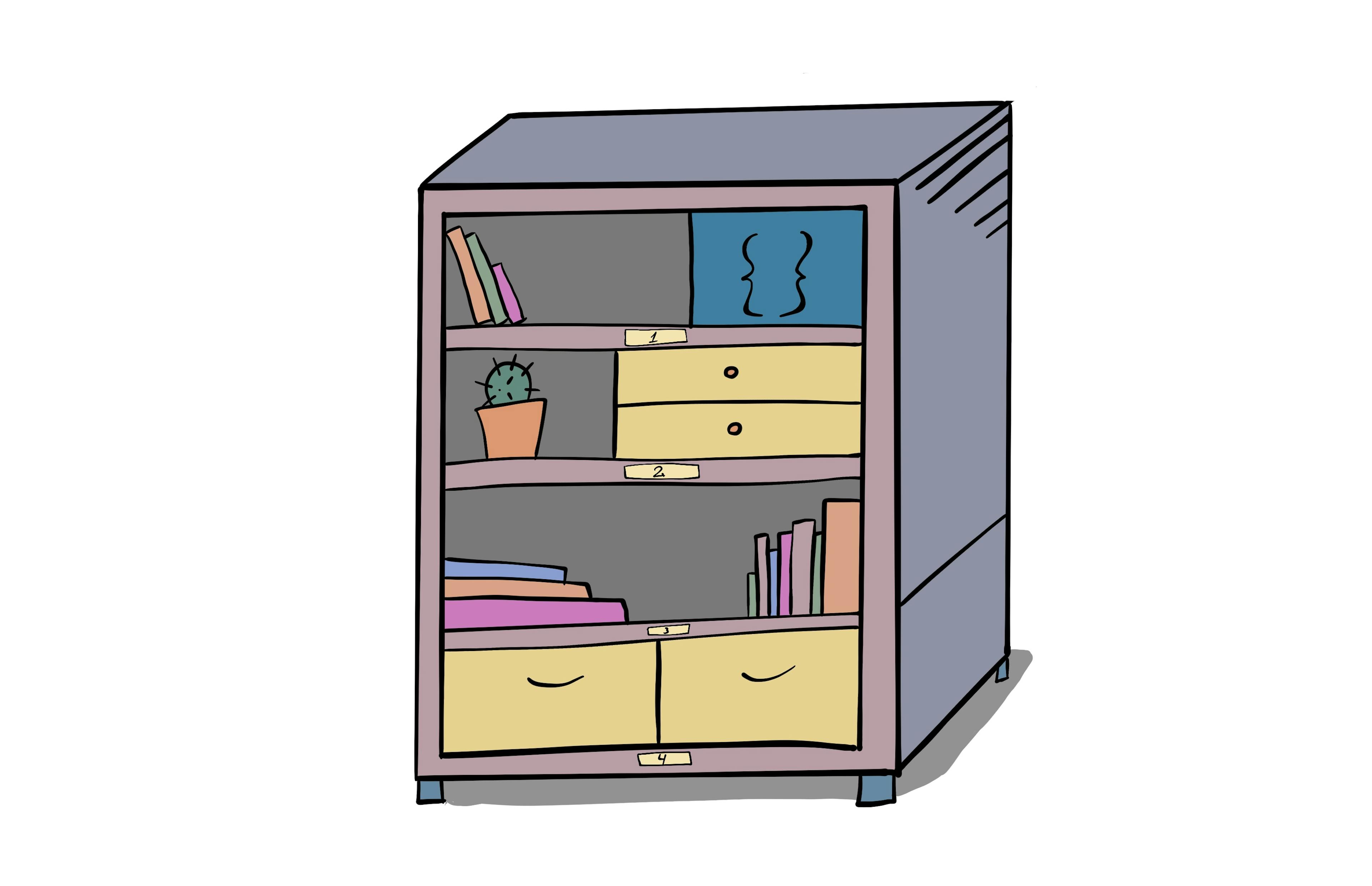 An object on the bookshelf