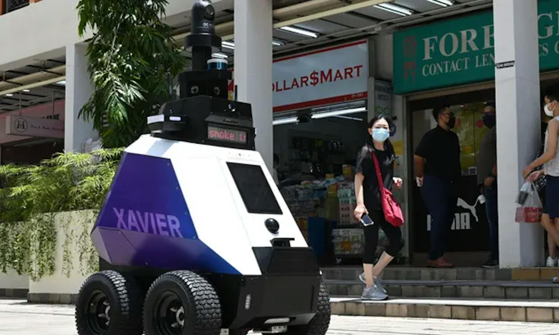 Autonomous "Xavier", developed by the Home Team Science and Technology Agency (HTX) on its 3-week trial run in Singapore. // The Guardian