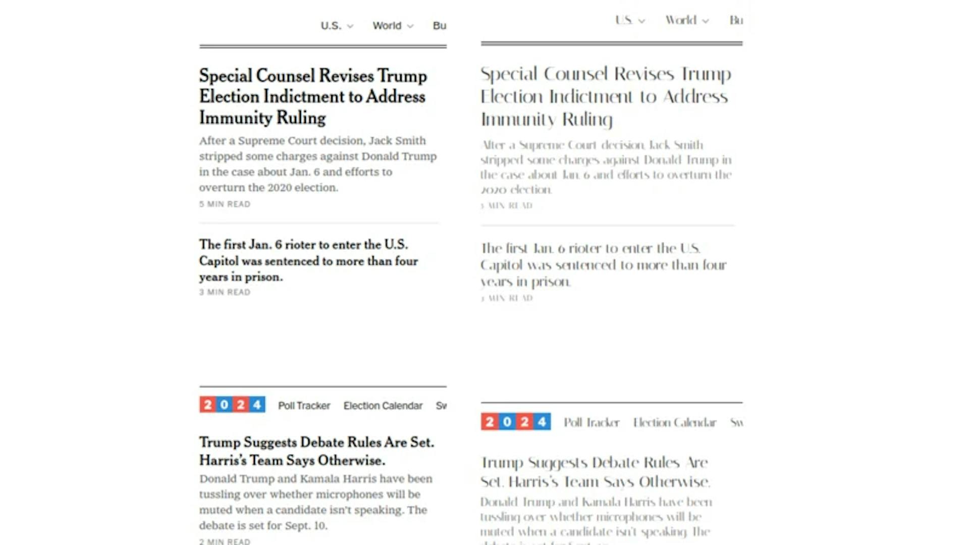 NYT Screenshot with different fonts