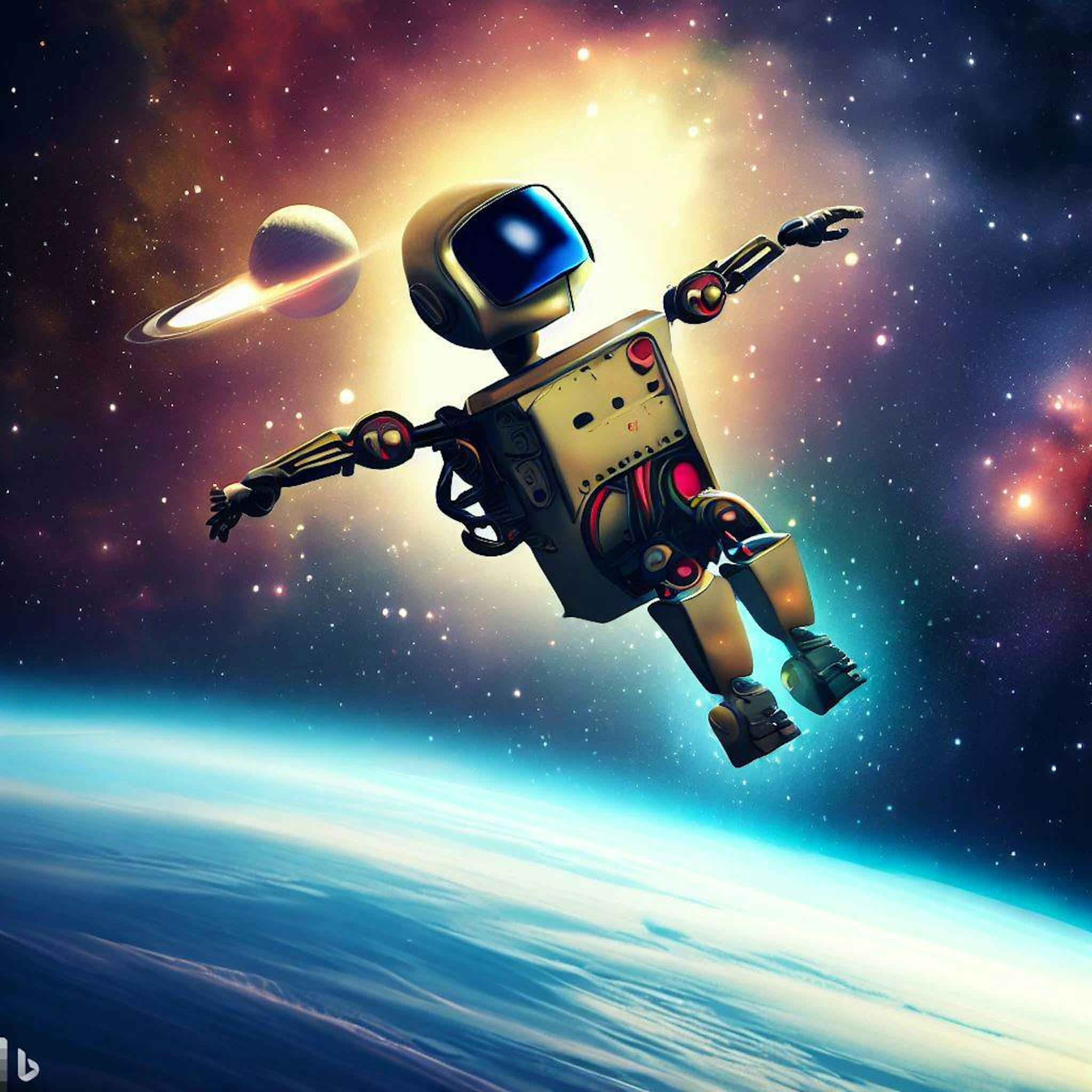  Robot Flying Traveling the Universe