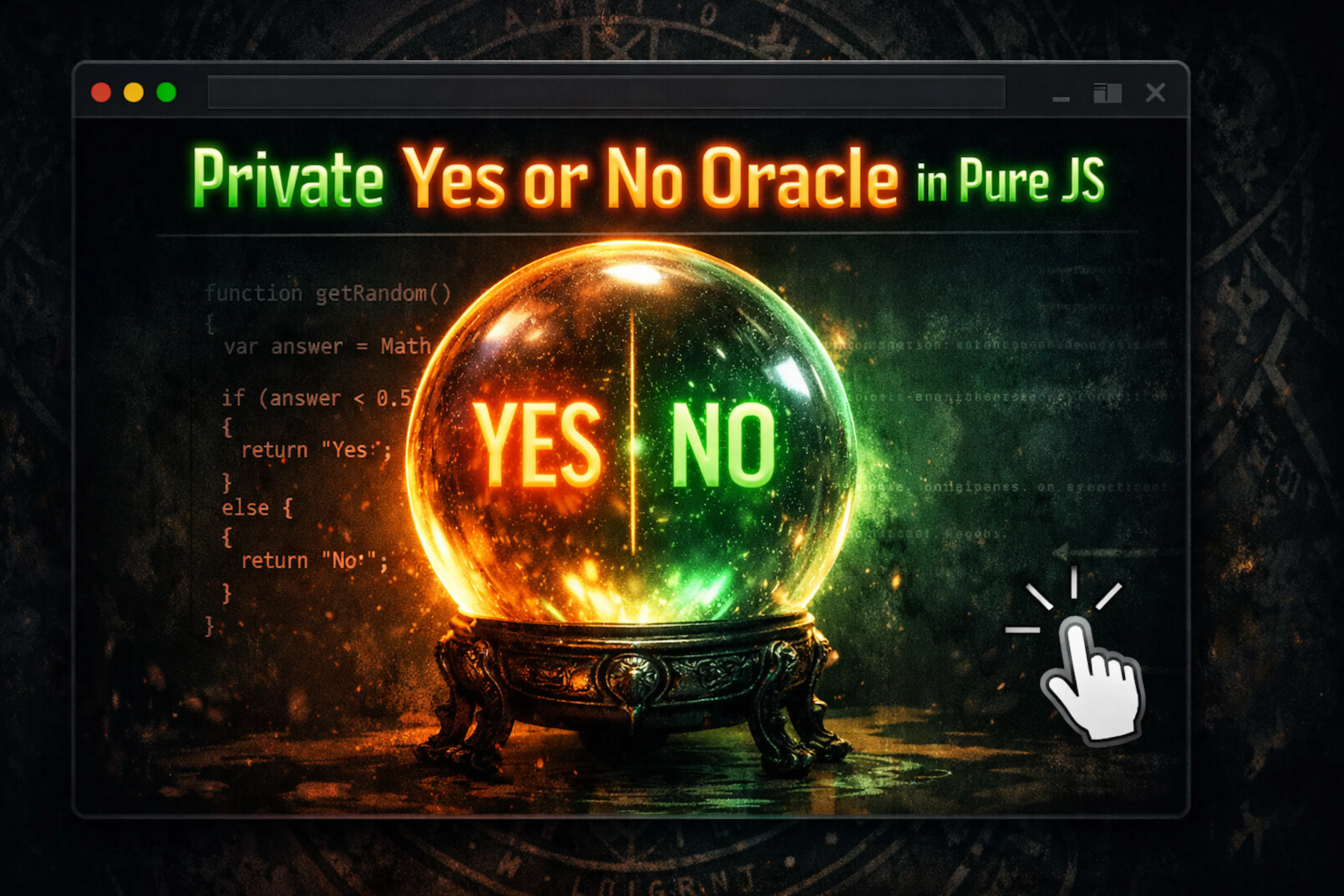 featured image - How I Built a 100% Private Yes-No Oracle in Pure JavaScript (No Backend, No Tracking)